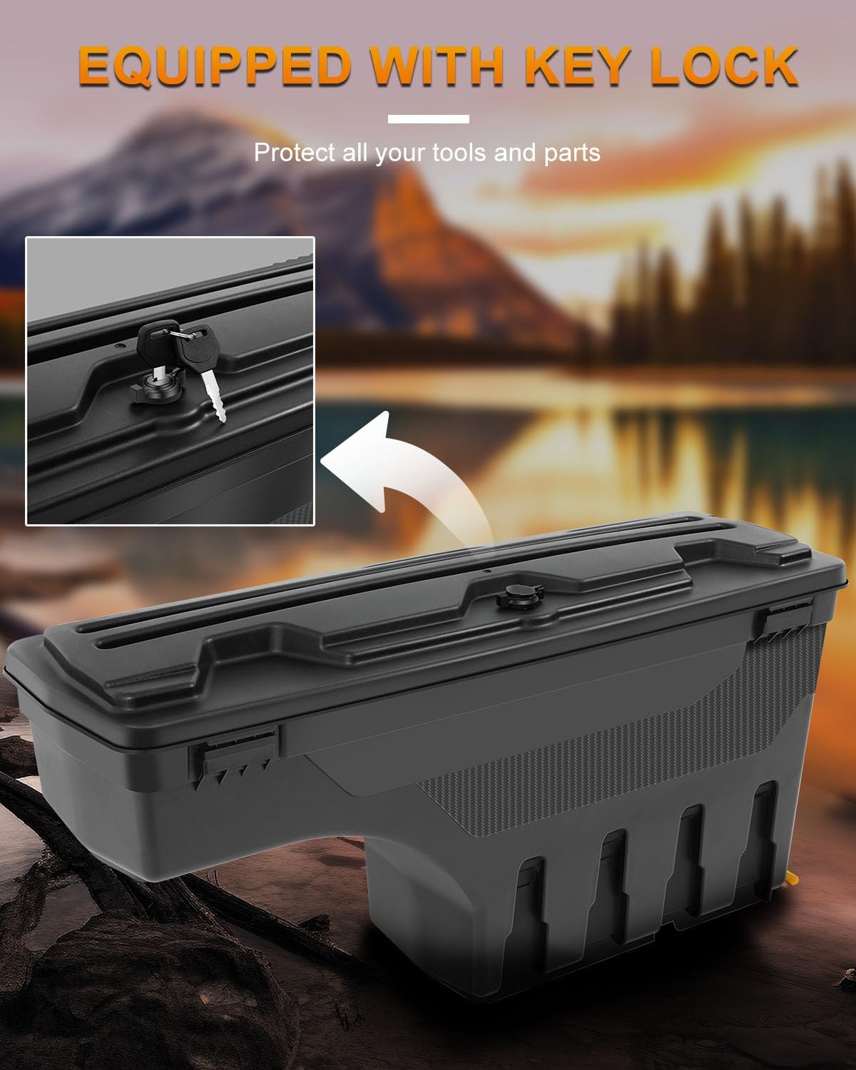ROADFAR Caja de almacenamiento de repuesto para caja de camioneta del lado derecho del pasajero para Dodge Ram 1500 2019-2021, tapa con cerradura