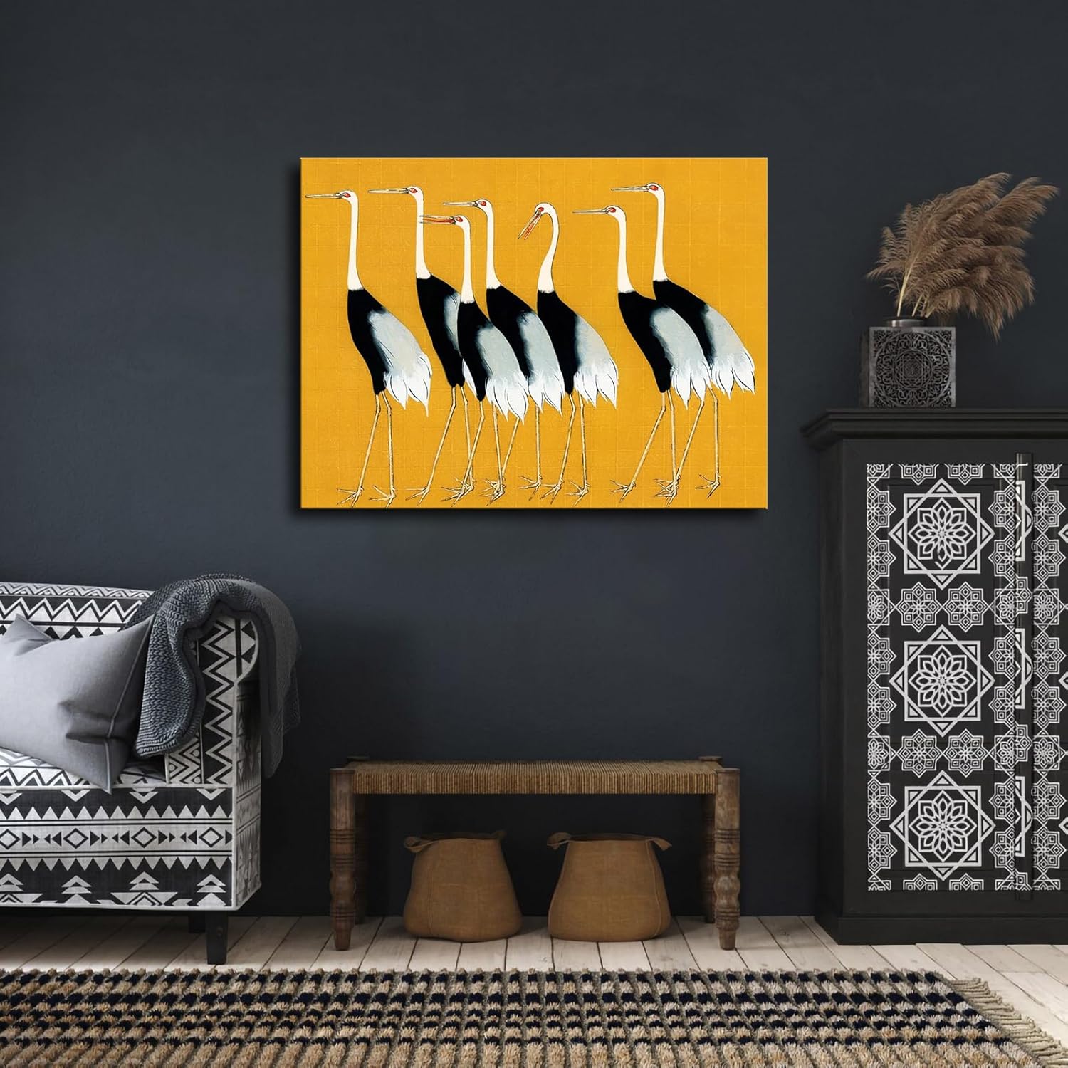 Póster impreso con corona roja japonesa, arte moderno para aula, cocina, dormitorio, sala de estar, oficina, decoración moderna de dormitorio