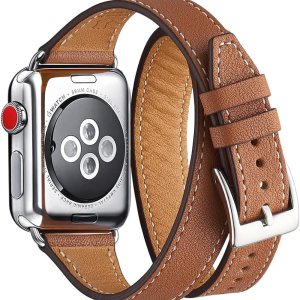 Bestig – Correa de repuesto para Apple Watch de 1.496pulgadas, 1.575pulgadas, 1.654pulgadas, 1.732pulgadas, de piel auténtica, diseño de doble tour, Bestig – Correa de repuesto para Apple Watch de 1.496pulgadas, 1.575pulgadas, 1.654pulgadas, 1.732pulgadas, de piel auténtica, diseño de doble tour,