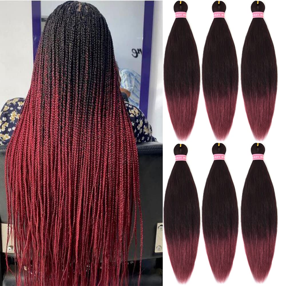 Extensiones de cabello trenzado preestirado a baja temperatura de 26 pulgadas, extensiones de cabello trenzado ombré, paquete de 6 extensiones de