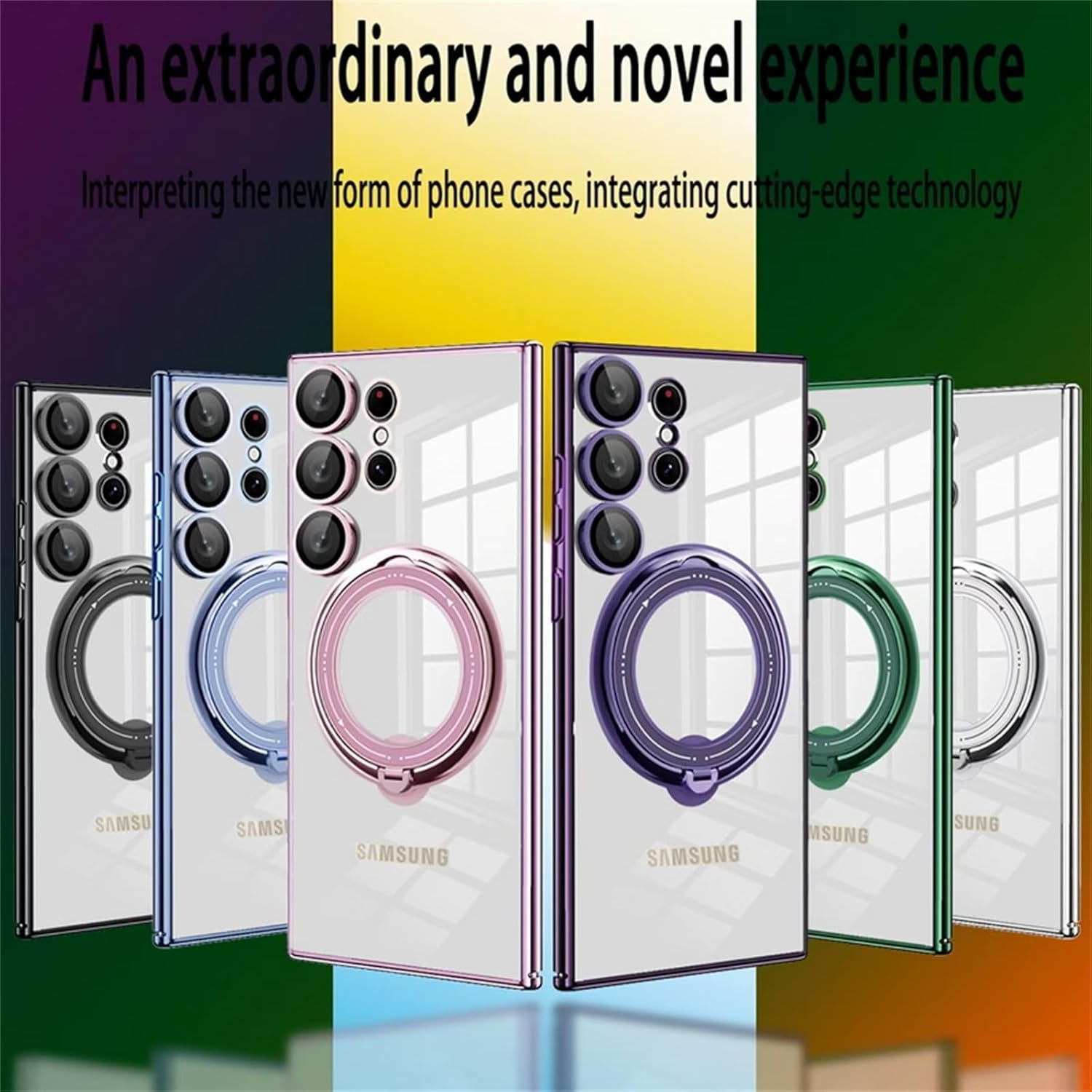 FCSWEET Fundas magnéticas transparentes compatibles con Samsung A32 4G, compatible con soporte de anillo MagSafe, soporte plegable invisible,
