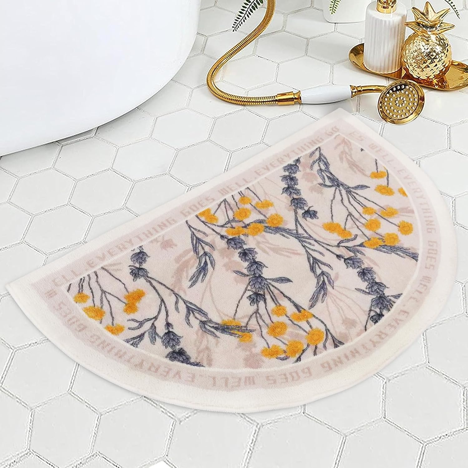 Alfombras de baño bohemias Half Circle, antideslizantes, lavables a máquina, semiredondas, bohemias, retro, para baño, cocina, dormitorio, bañera y
