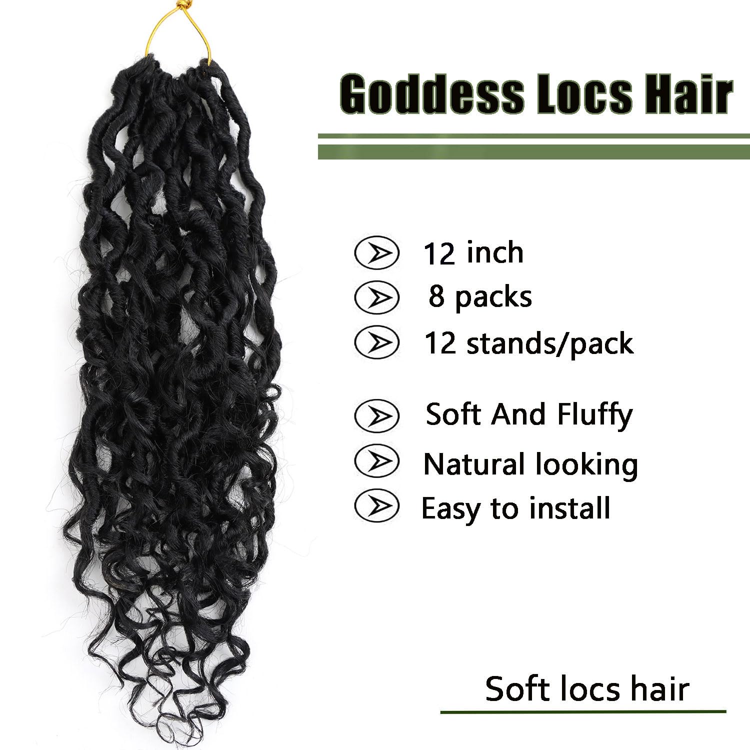 LMZIM Cabello de ganchillo Goddess Faux Locs de 12 pulgadas para mujeres negras, 8 paquetes de rastas suaves de ganchillo de cabello preanudado