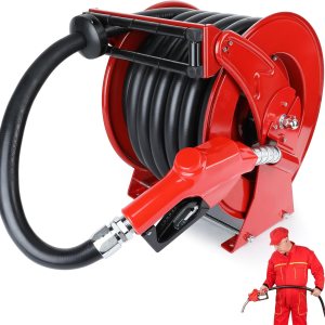 Carrete de manguera de combustible con boquilla de combustible, carrete de manguera diésel retráctil extra largo de 1 pulgada x 50 pies, carrete de Carrete de manguera de combustible con boquilla de combustible, carrete de manguera diésel retráctil extra largo de 1 pulgada x 50 pies, carrete de