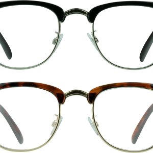 proSPORT Gafas de lectura con montura de cuerno, vintage, clásicas, semi sin montura para hombres y mujeres, 2 pares combinados proSPORT Gafas de lectura con montura de cuerno, vintage, clásicas, semi sin montura para hombres y mujeres, 2 pares combinados