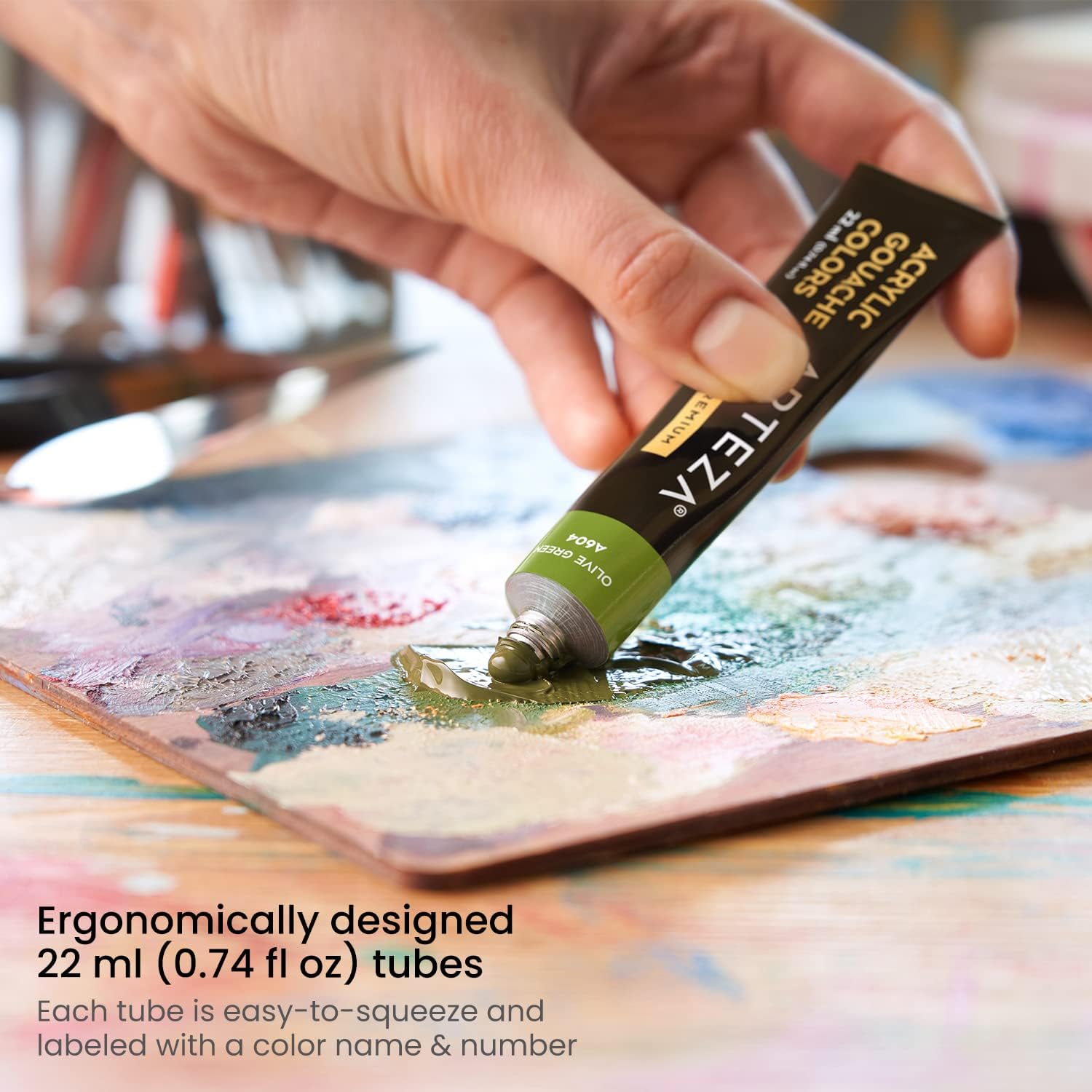 ARTEZA Pintura acrílica gouache, juego de 36 colores básicos, acabado mate, tubos de 0.74 onzas, suministros de arte para artistas profesionales y