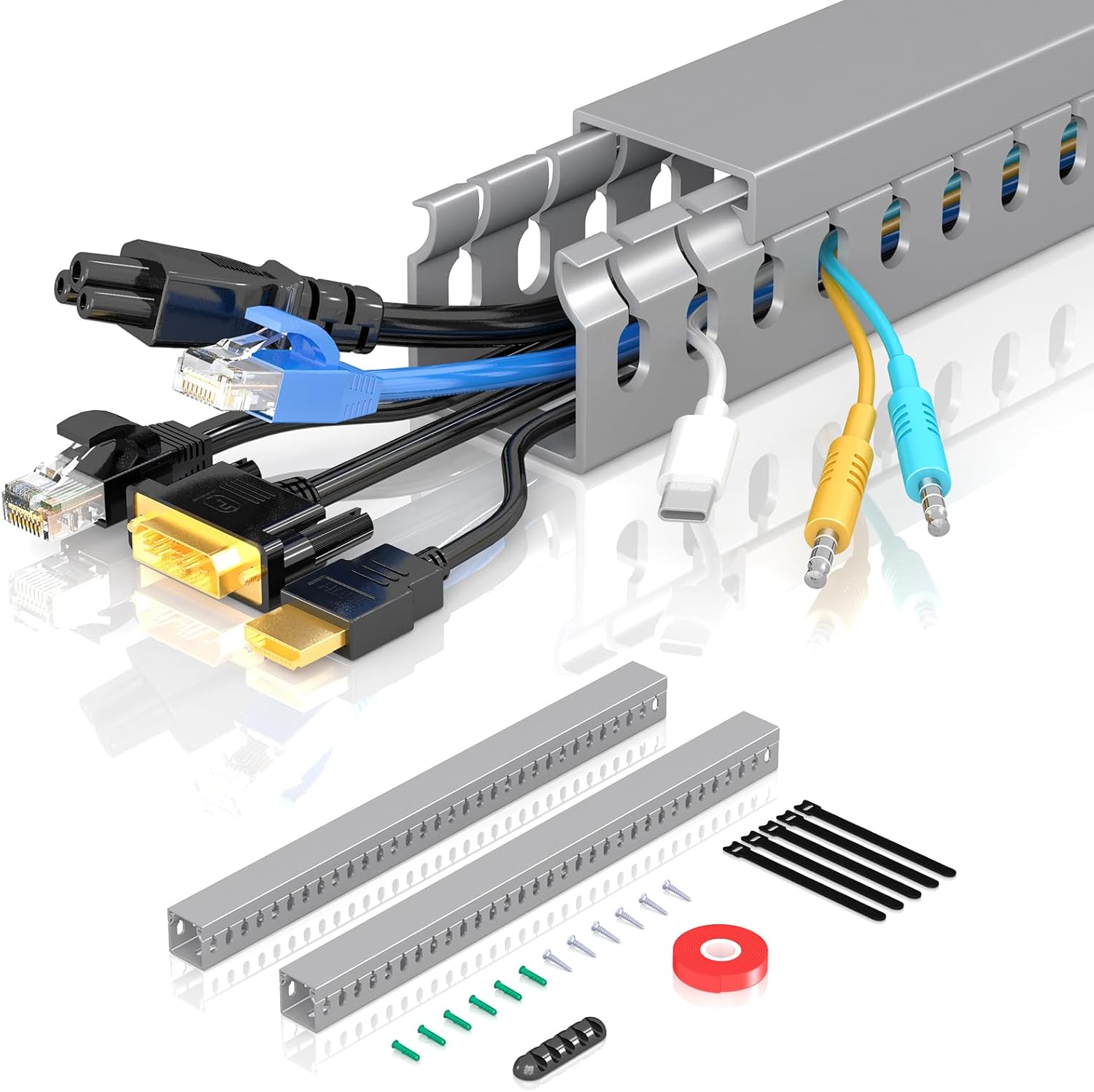 Kit de conductos de cable de ranura abierta, 31.4 pulgadas (2 x 15.7) para administración de cables para rack de servidores, canaleta de gestión de