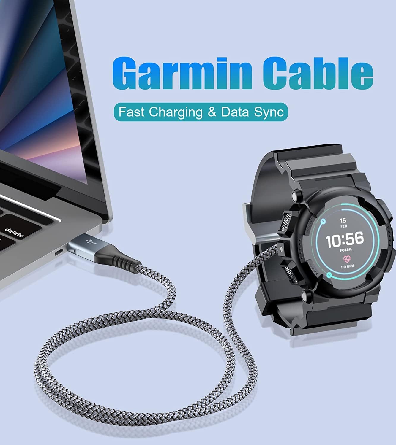 sweguard Cable de carga Garmin Watch de 4 pies compatible con Garmin Fenix 5 5S 5X 6 6S 6X Plus Pro 7 7S 7X, Forerunner 945 45 45S 245 Music,