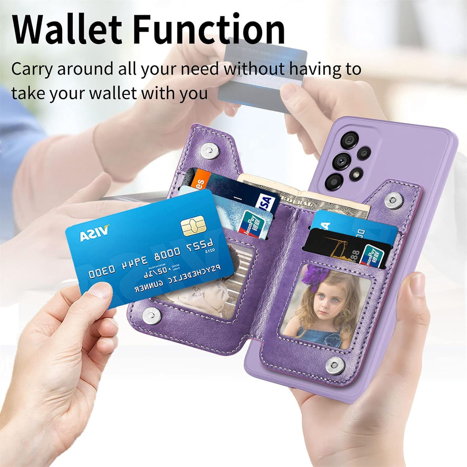 Tncavo Funda tipo cartera para Samsung Galaxy A23 5G4G, piel sintética, con cierre de cremallera, tarjetero RFID, funda para teléfono para Samsung