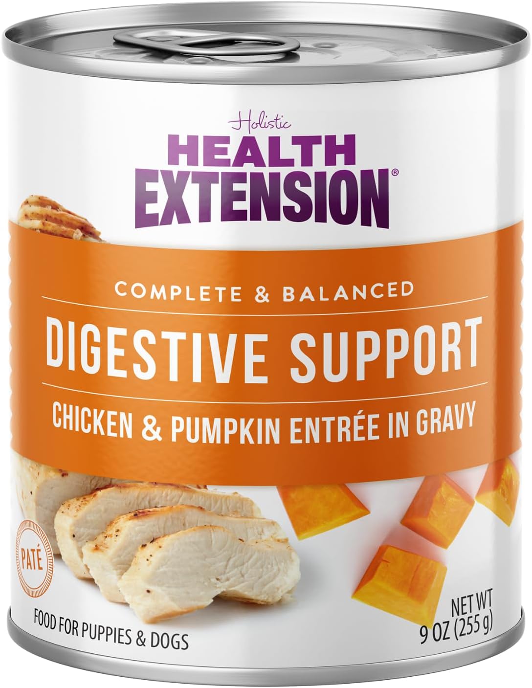 Health Extension Soporte digestivo, plato principal de pollo y calabaza en salsa