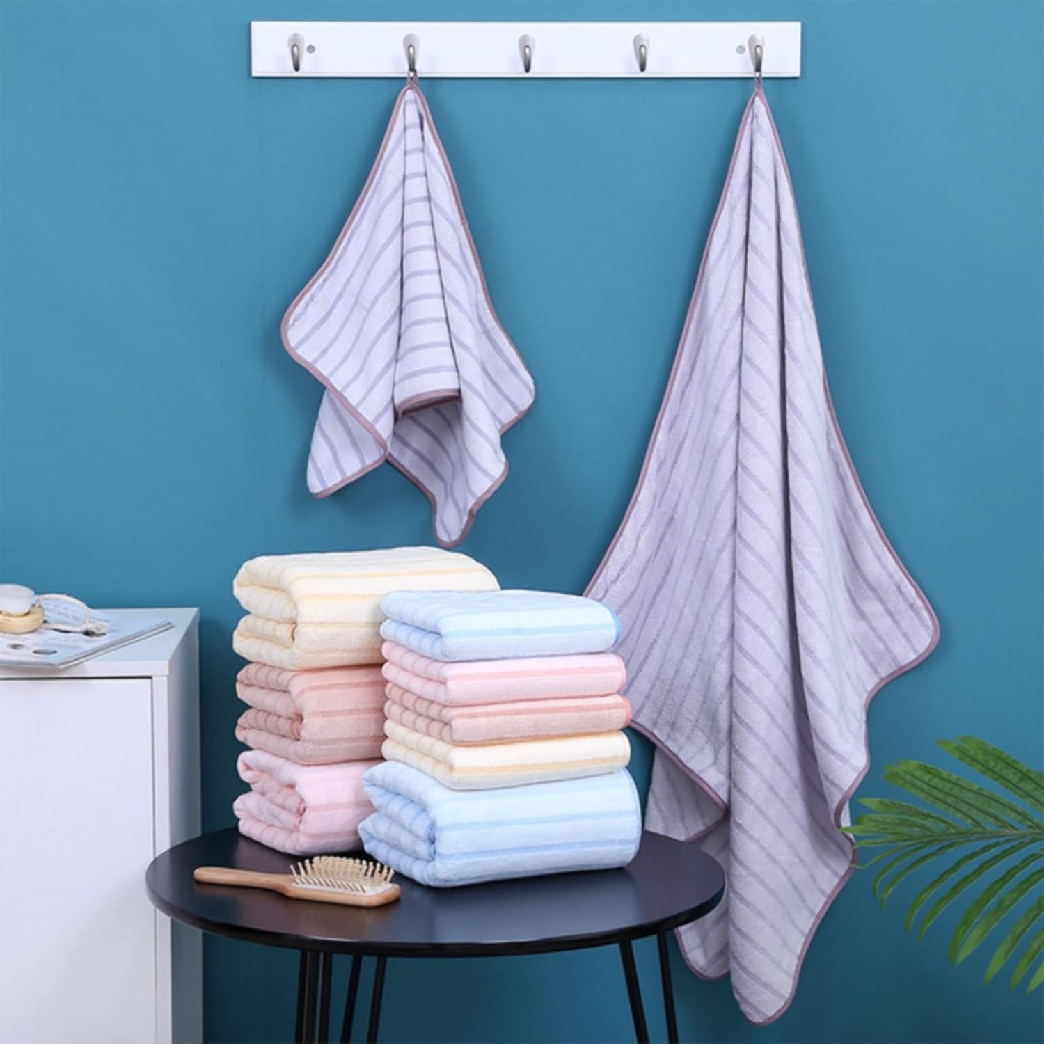 Juego de 2 toallas de baño grandes de lujo ultra suaves, de secado rápido, absorbentes, de felpa gruesa, de forro polar, juego de sábanas para baño,