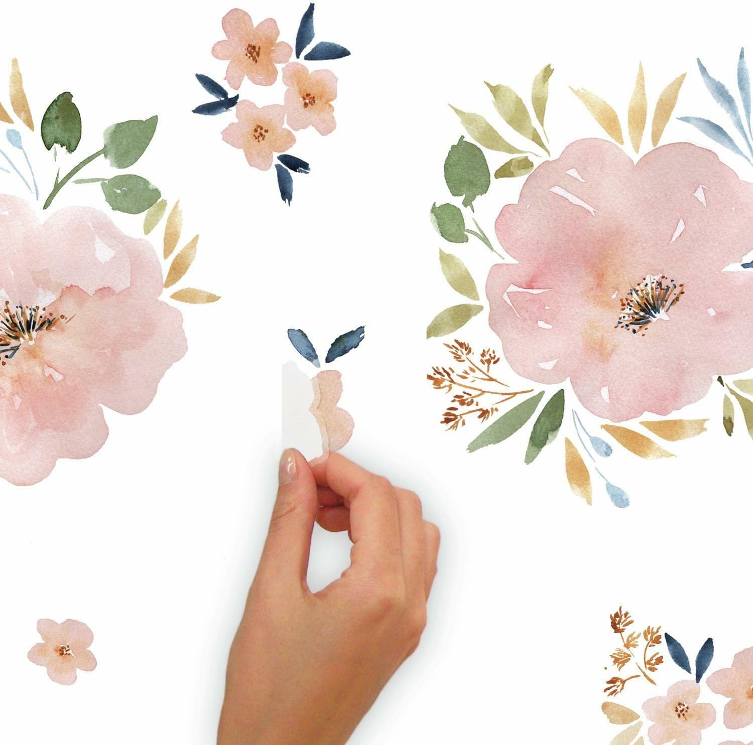 RoomMates RMK5109SCS Beth Schneider Sweet Blooms – Calcomanías de pared para acuarela