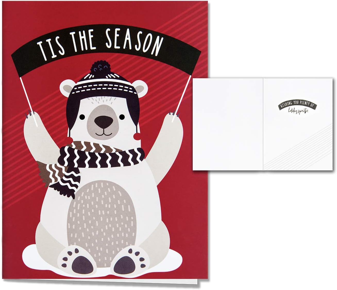 HERZOME Paquete de 48 tarjetas de felicitación navideñas de invierno con sobres y calcomanías, 8 patrones de animales del bosque, tarjetas de