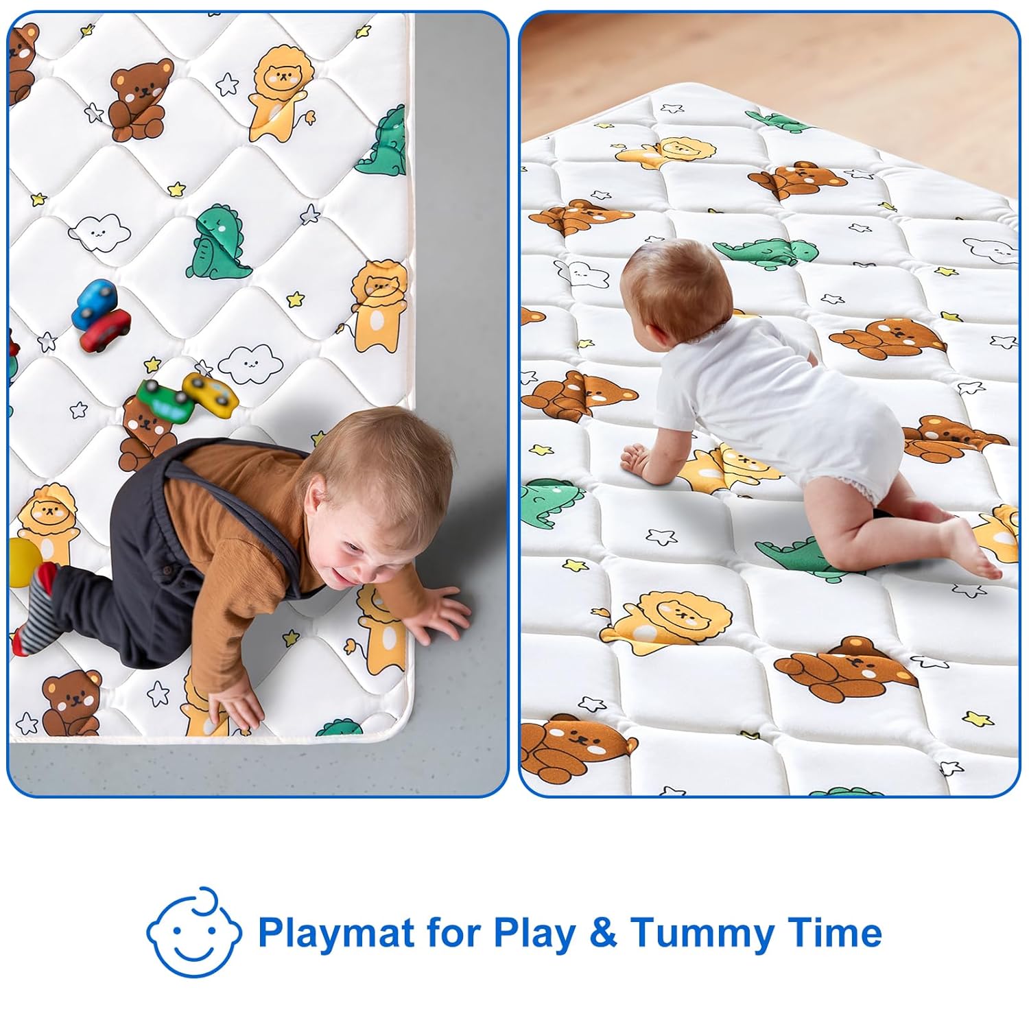 Tapete de juego de espuma prémium para bebé de 47 x 47 pulgadas, tapete grueso de una sola pieza, tapete acolchado antideslizante para jugar,