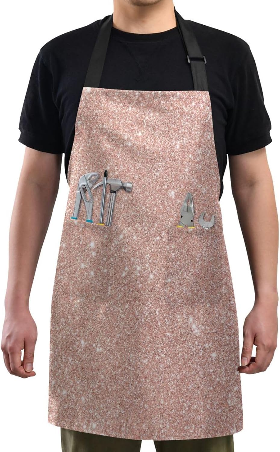 RPLIFE Delantales de chef degradados de color rosa y amarillo, 2 bolsillos, bolsillos impermeables para delantales, accesorios de cocina para fiestas