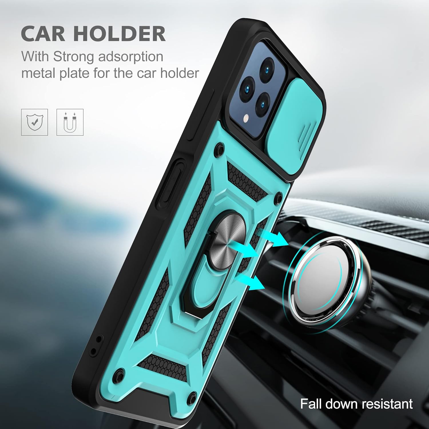AKINIK Funda para T-Mobile REVVL 6 5G, Revvl 6X 5G con cubierta deslizante para cámara y 2 protectores de pantalla HD, soporte de anillo de rotación