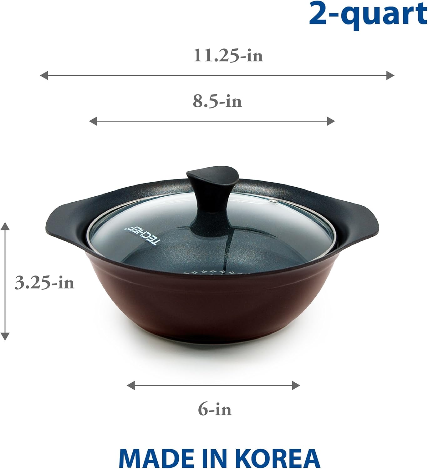 TECHEF – Colección Blooming FlowerOlla de sopa con tapa de vidrio (2 cuartos de galón)