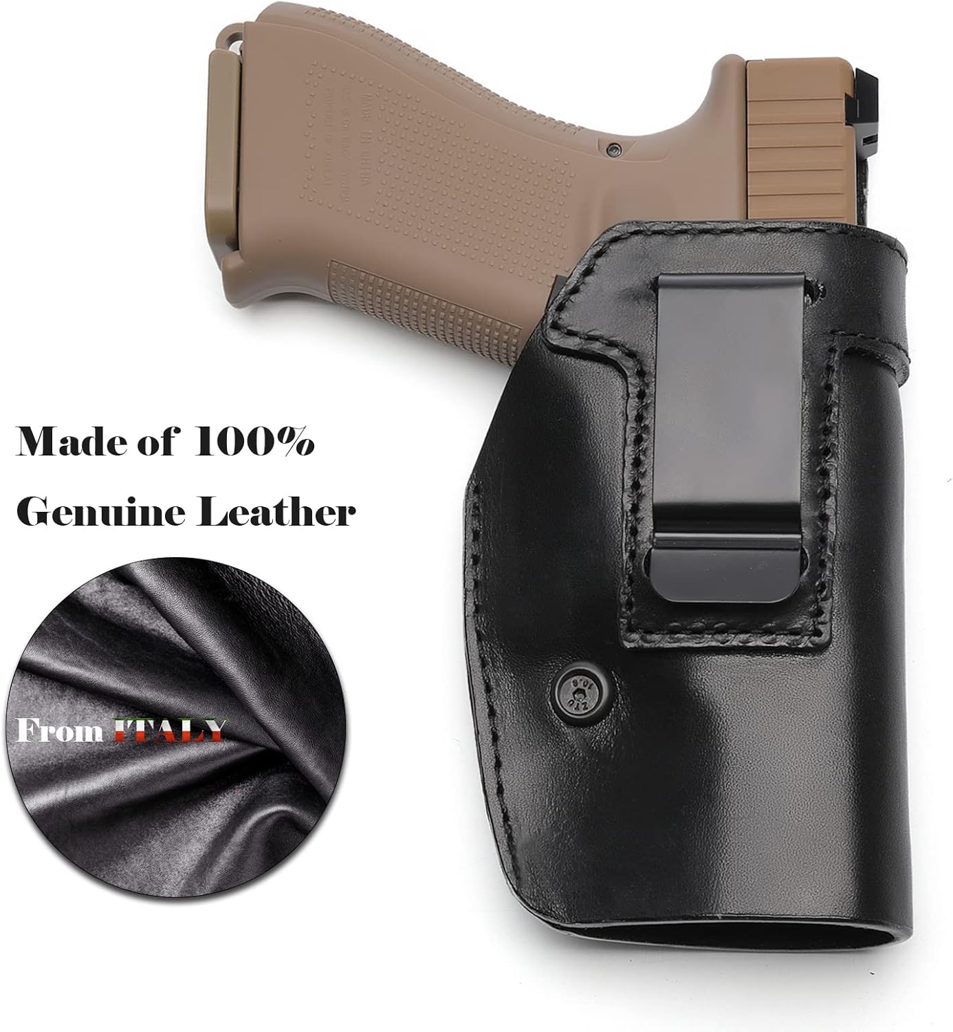 Funda de cuero IWB para transporte oculto compatible con Glock 171922314243Taurus G2CG3CG3M&P Shield 0.354inSig Sauer P226P229SP2022P320