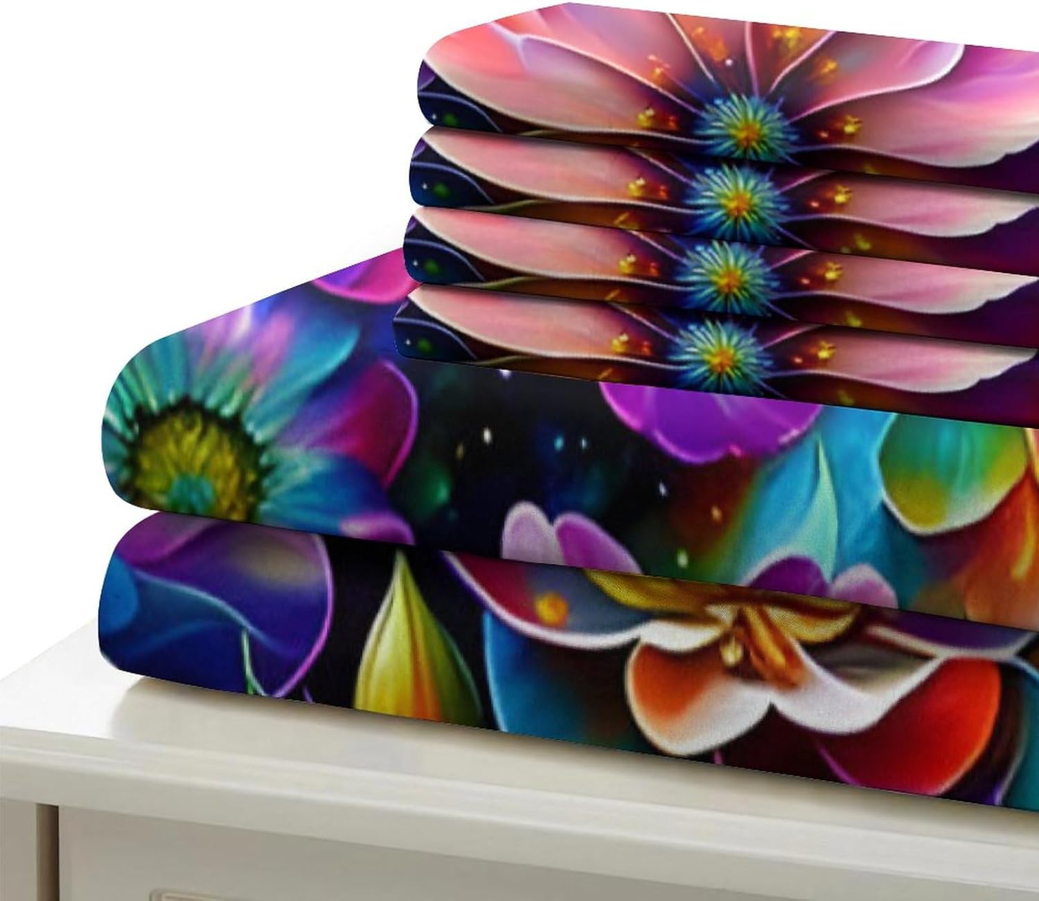 Juego de funda de edredón con diseño de flores artísticas, tamaño Queen, 3 piezas, patrón floral, 1 funda de edredón con cremallera y 2 fundas de