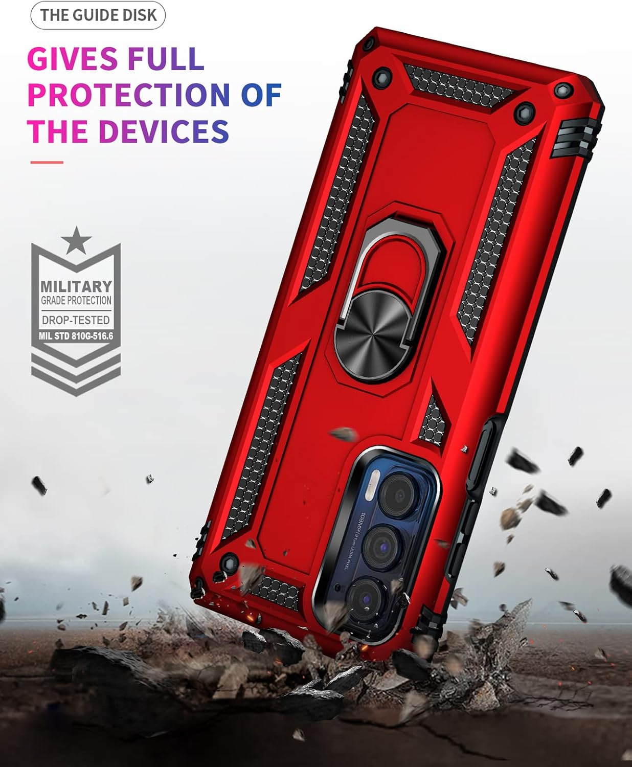SKTGSLAMY Funda para Moto Edge 2021, funda para Motorola Edge 5G UW, con protector de pantalla, grado militar de 16 pies, funda a prueba de caídas