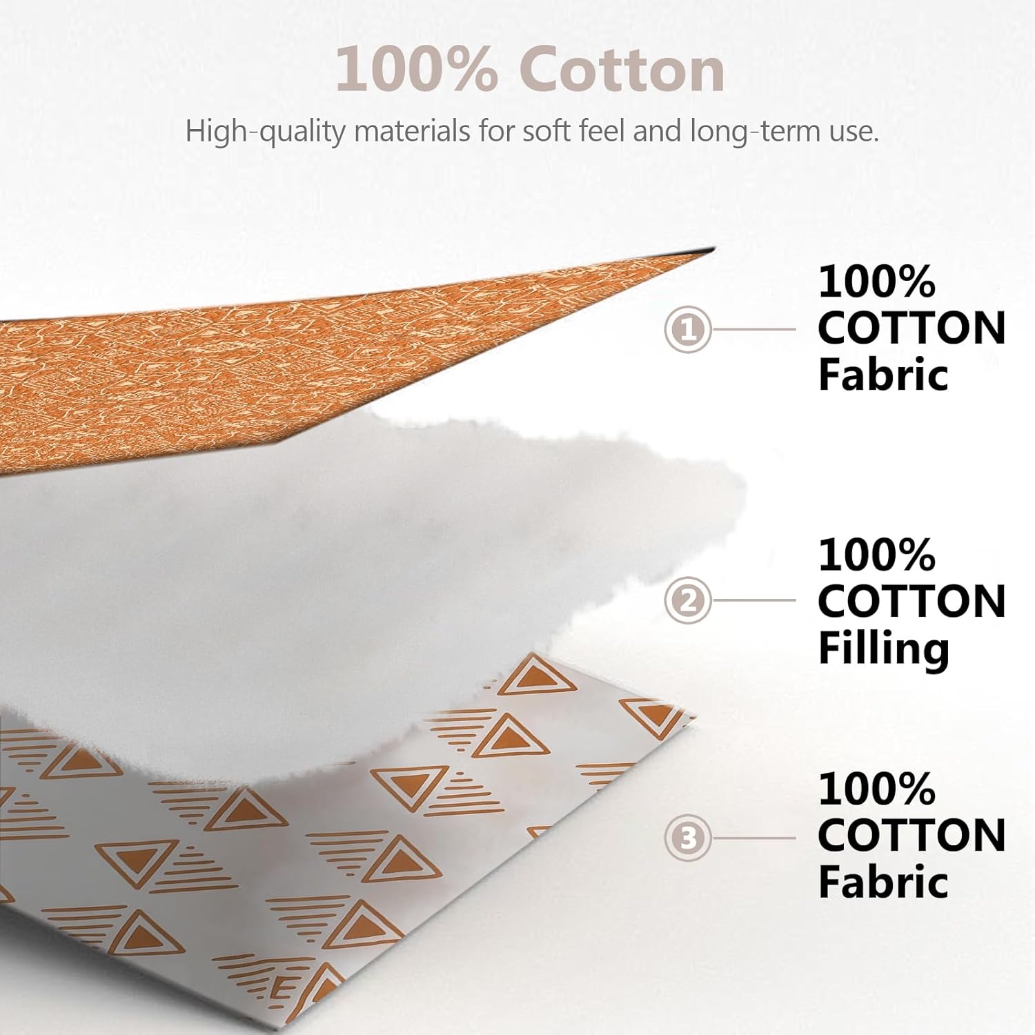 DUOHONG Juego de colcha tamaño King  Juego de colcha de 100% algodón naranja para cama King, 3 piezas geométricas de granja, reversible, rústico,