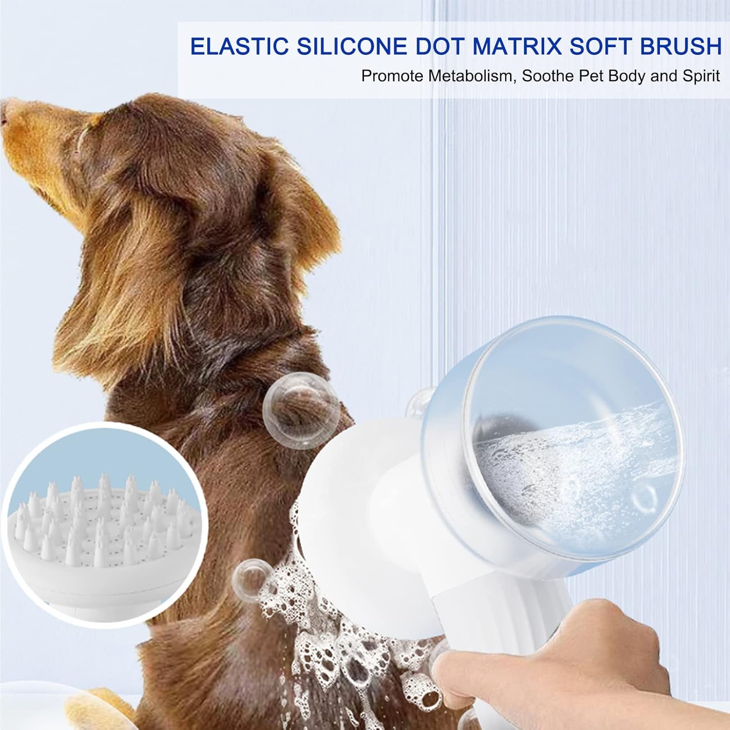 Cepillo de baño para perros, cepillo de champú para perros, dispensador de masaje, cepillo de ducha inalámbrico para mascotas, perros, gatos,