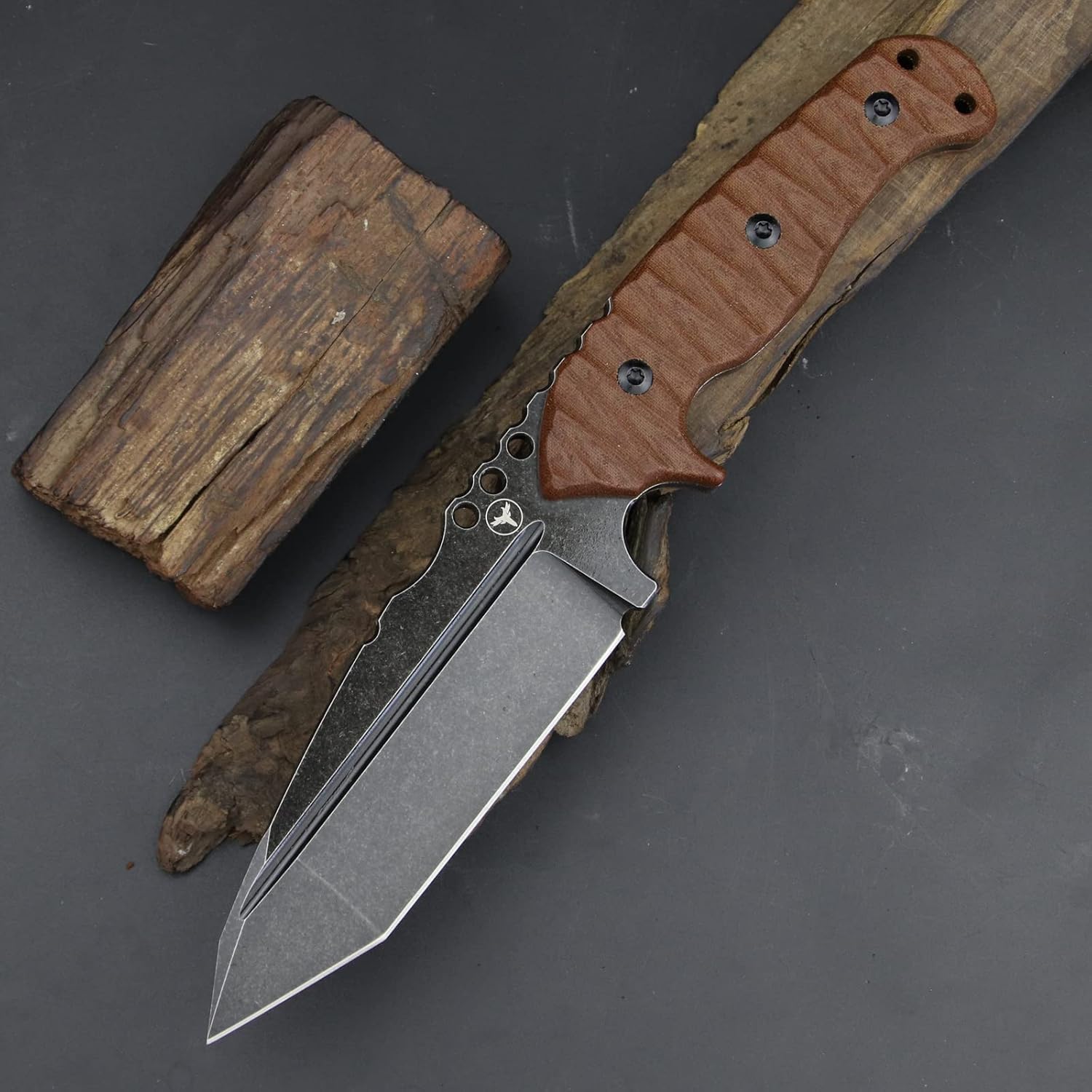 LENGREN Cuchillo pesado Sleipner de acero de espiga completa de 10.7 pulgadas, hoja fija, cuchillo táctico de campamento al aire libre, mango de