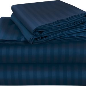 Royale Linen – Juego de sábanas a rayas, microfibra cepillada de 1800 hilos, 1 sábana bajera, 1 sábana encimera, 2 fundas de almohada, resistente a Royale Linen – Juego de sábanas a rayas, microfibra cepillada de 1800 hilos, 1 sábana bajera, 1 sábana encimera, 2 fundas de almohada, resistente a