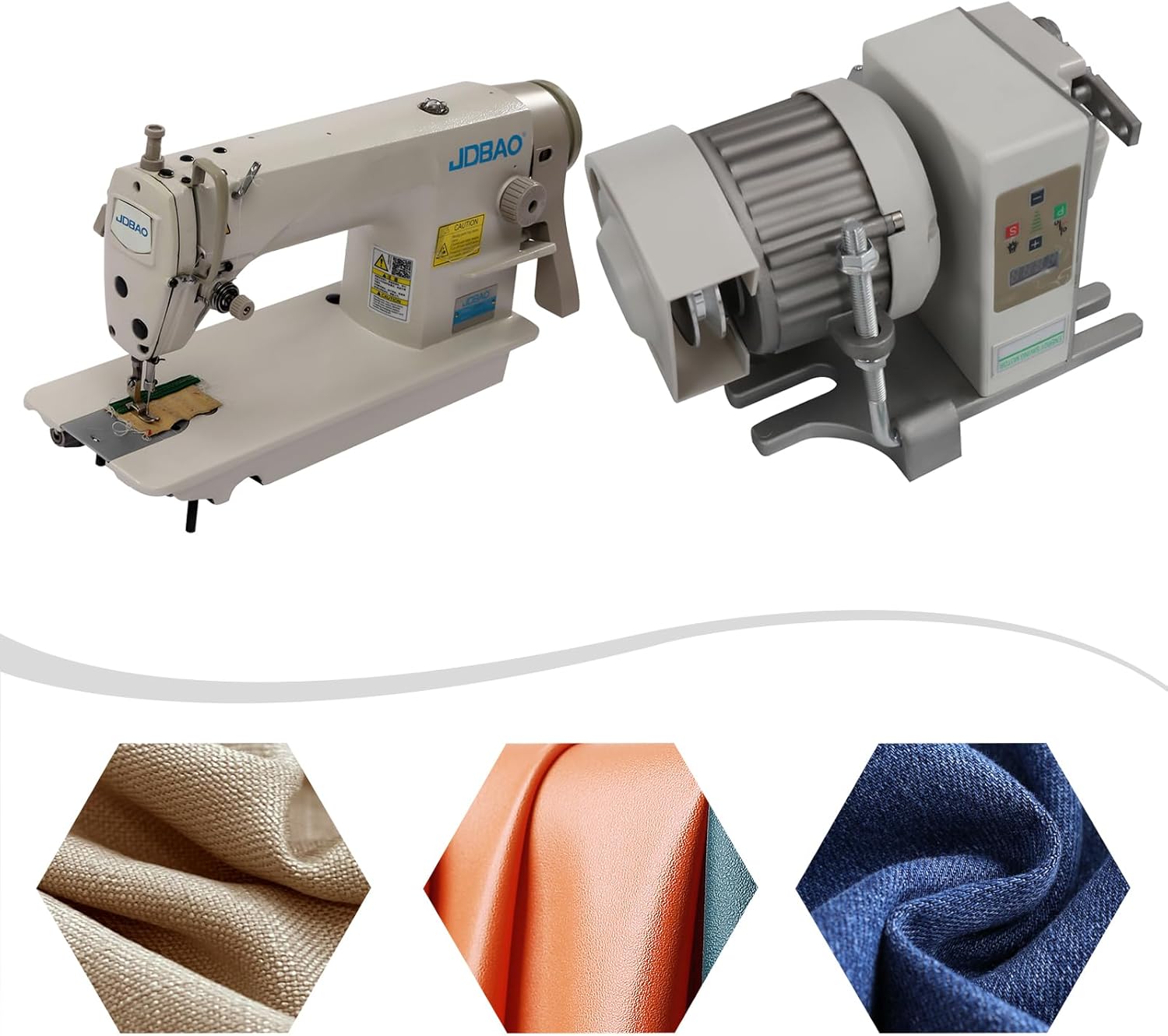 Máquina de coser industrial, máquina de coser resistente de 550 W con panel transparente y pantalla LED, distancia de puntada ajustable y velocidad