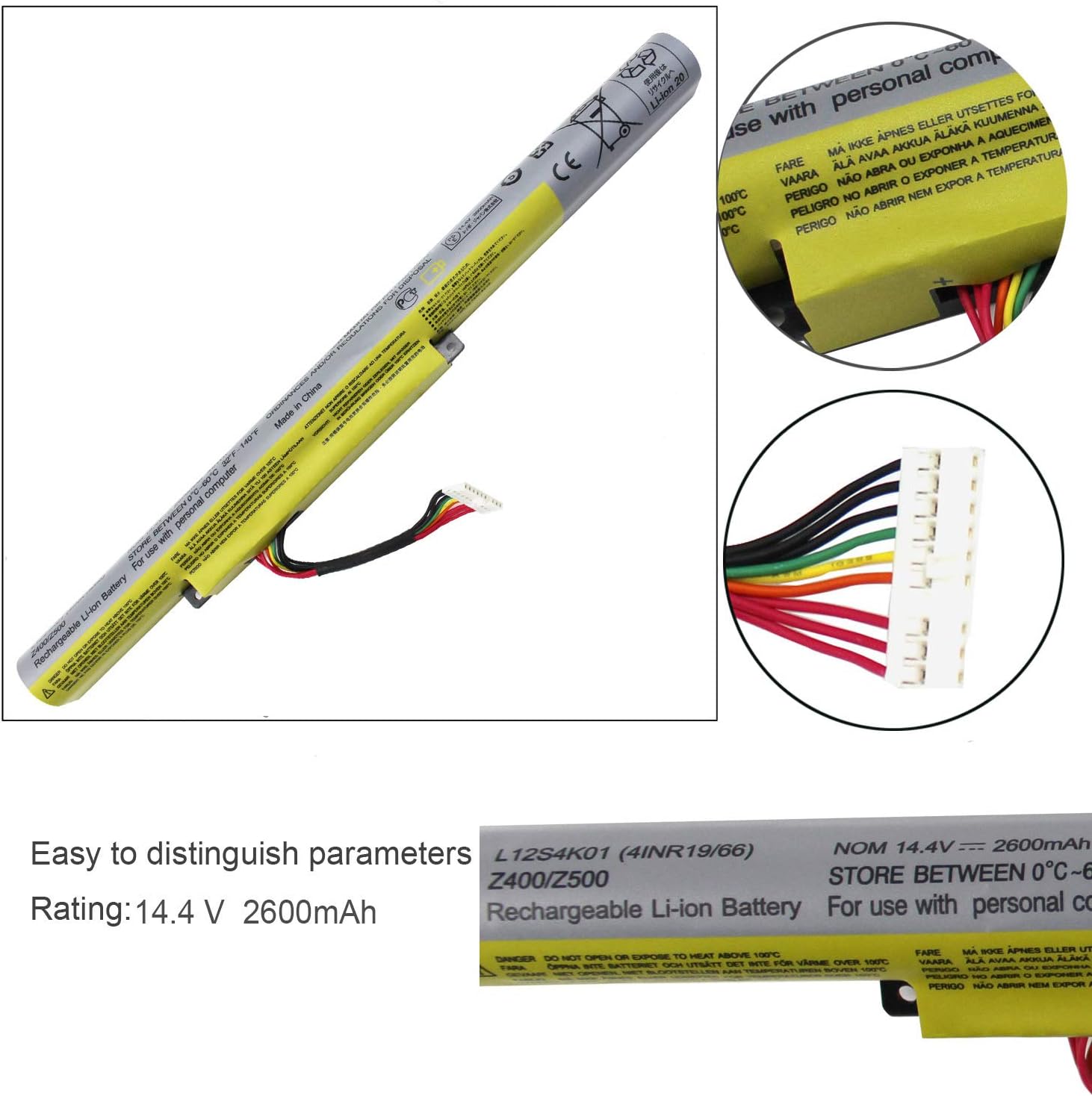 Gomarty Batería L12S4K01 compatible con Lenovo Ideapad Z400 Z500 Z510 P500 P400 Touch Series L12S4E21 L12M4E21 L12M4K01 4INR1965-1 14.8V 48WH