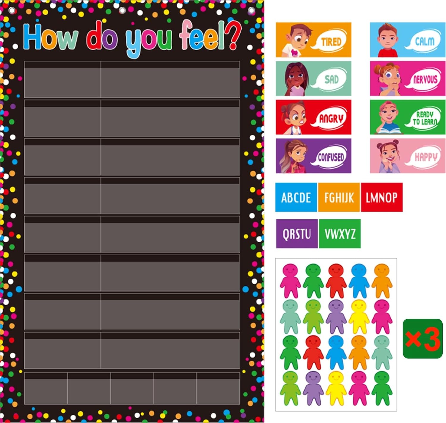 Express Your Feelings – Tabla de bolsillo de emociones y sentimientos para niños, decoración de aula, tablón de anuncios, suministros para