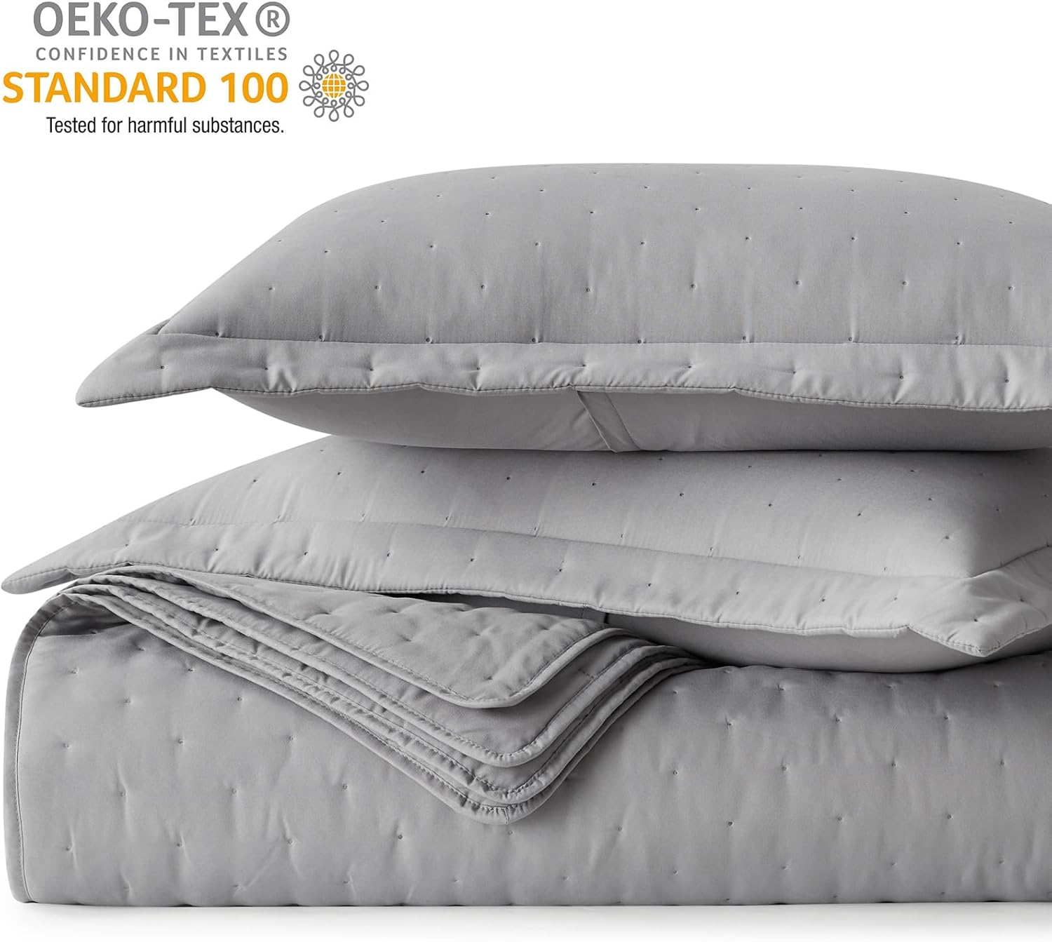 Hansleep Juego de edredón ultrasónico ligero para decoración de cama, colcha para uso en todas las estaciones (puntos grises, matrimonialqueen, 90 x