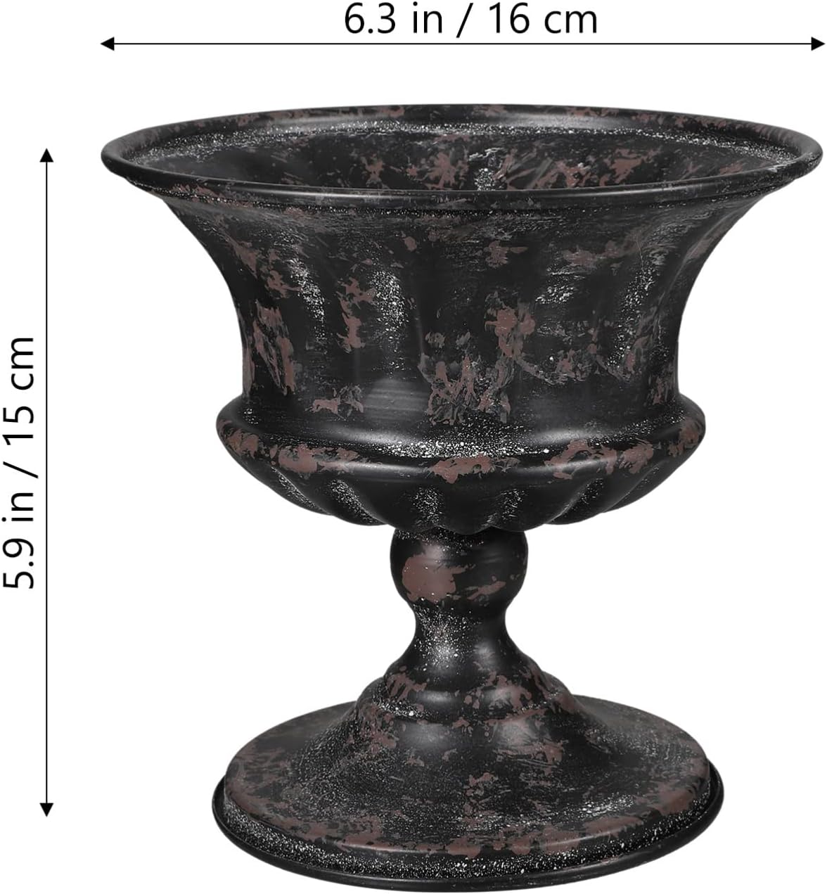 Yardwe Jarrón de urna clásica para urna, jarrón de trompeta de metal, jarrones de mesa de boda, jarrones de hierro fundido, jarrón clásico de urna