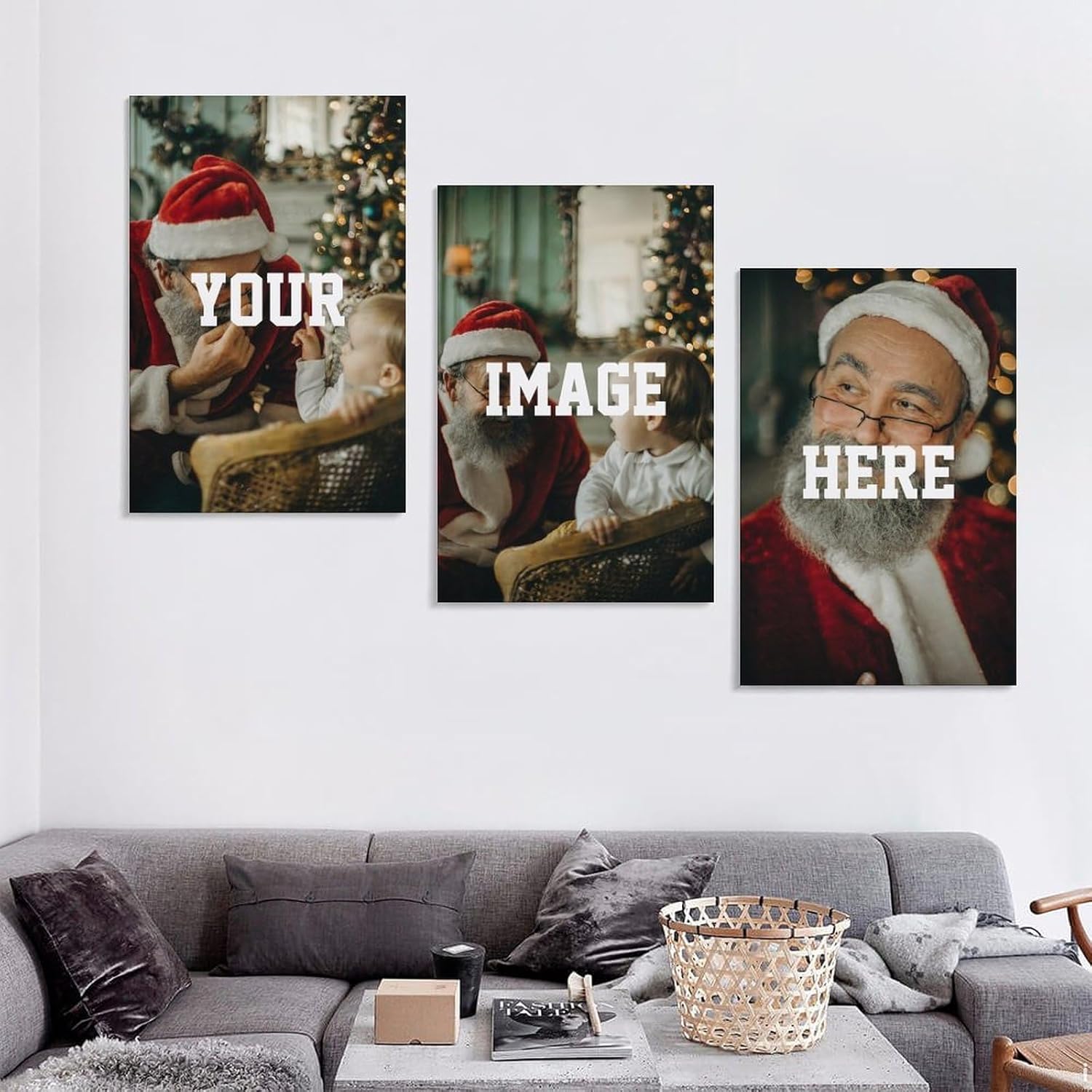 Juego de arte de pared de 3 paneles, impresión de póster personalizada, impresiones de lienzo personalizadas con tus fotos, arte de pared