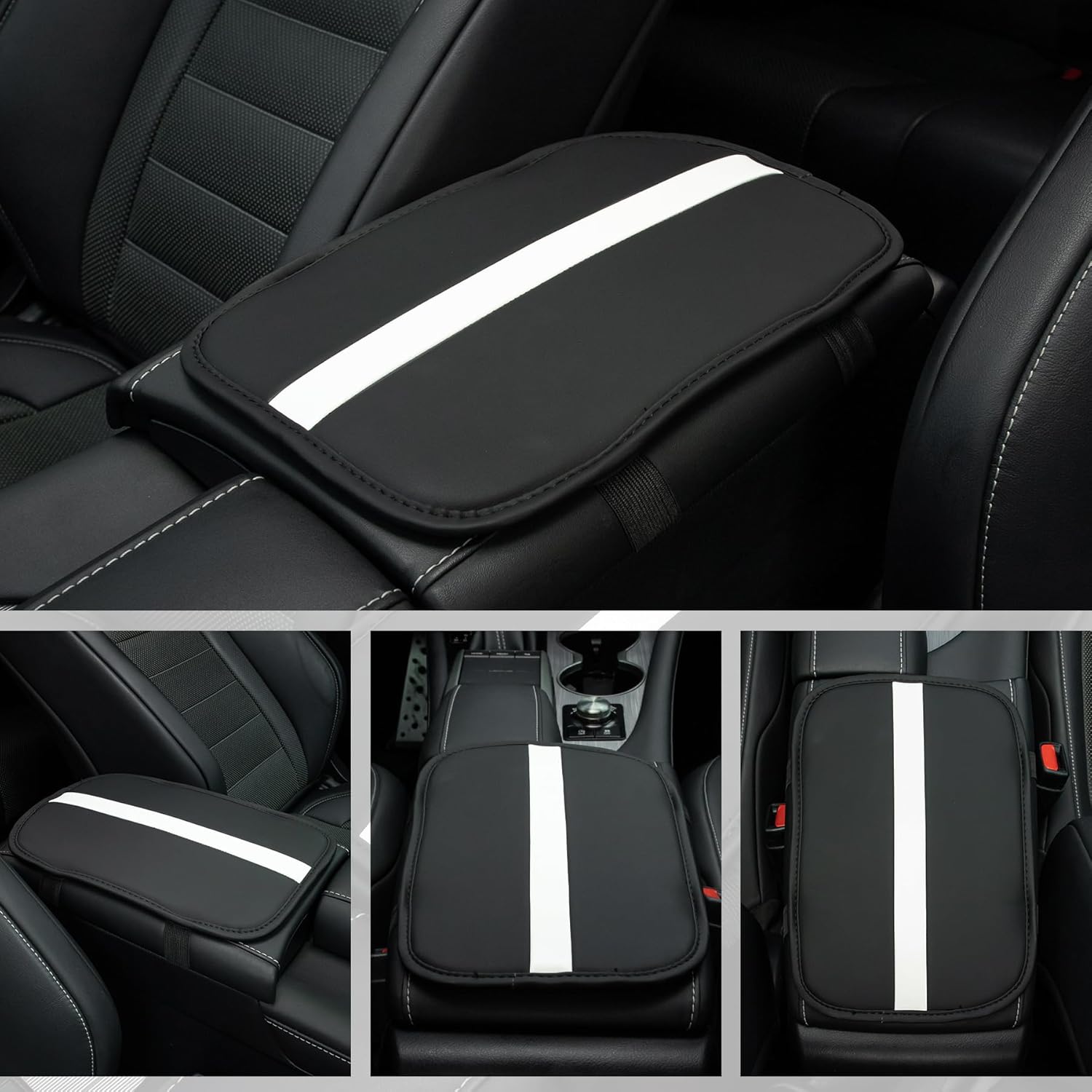 Tapete para caja de almacenamiento para reposabrazos de automóvil, cubierta de consola central de cuero de fibra para automóvil, accesorios de