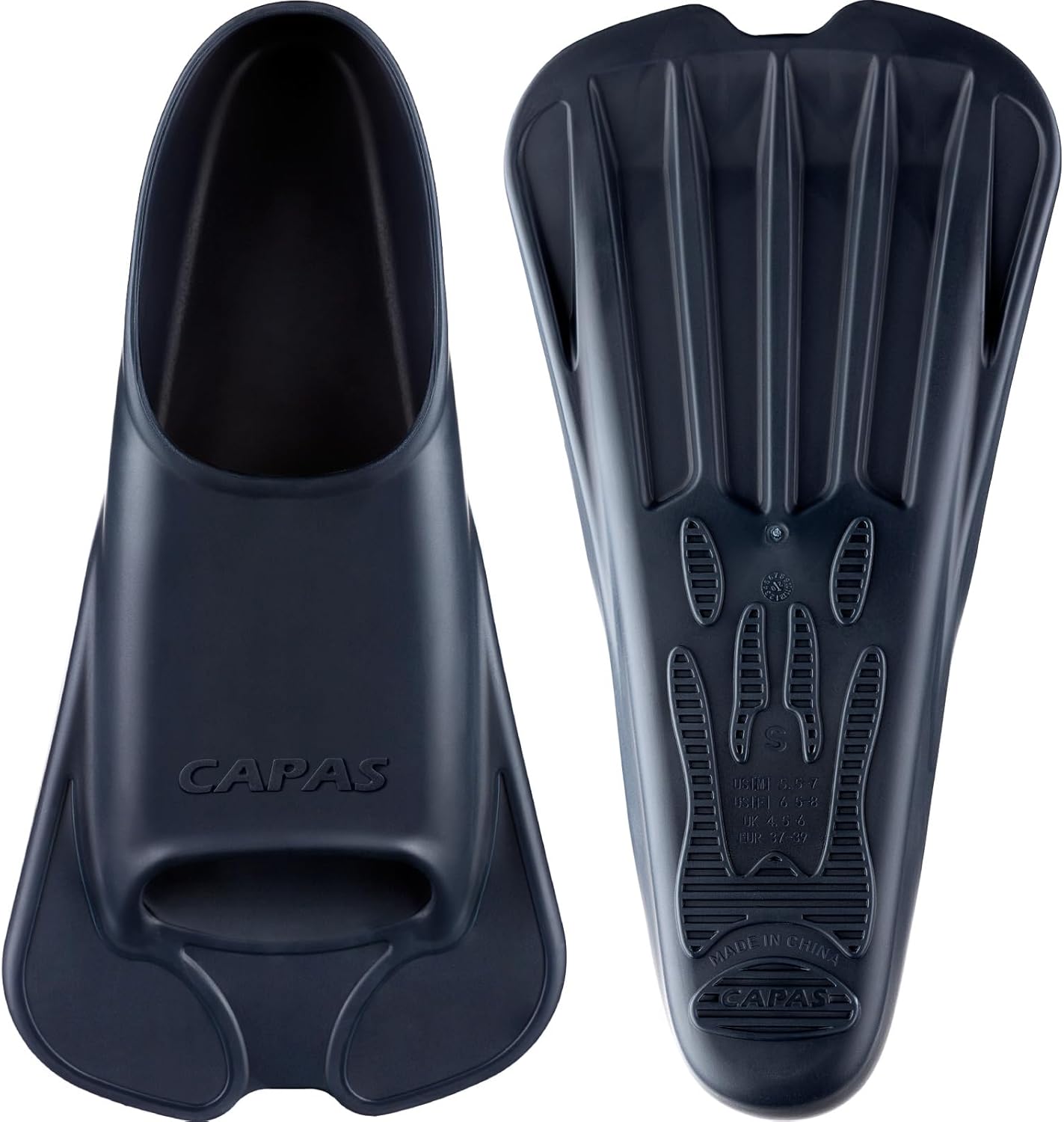 CAPAS Swim Training Fins for Kids Comfortable Silicone Lap Swimming Short Blade Floating Flippers with Mesh Bag