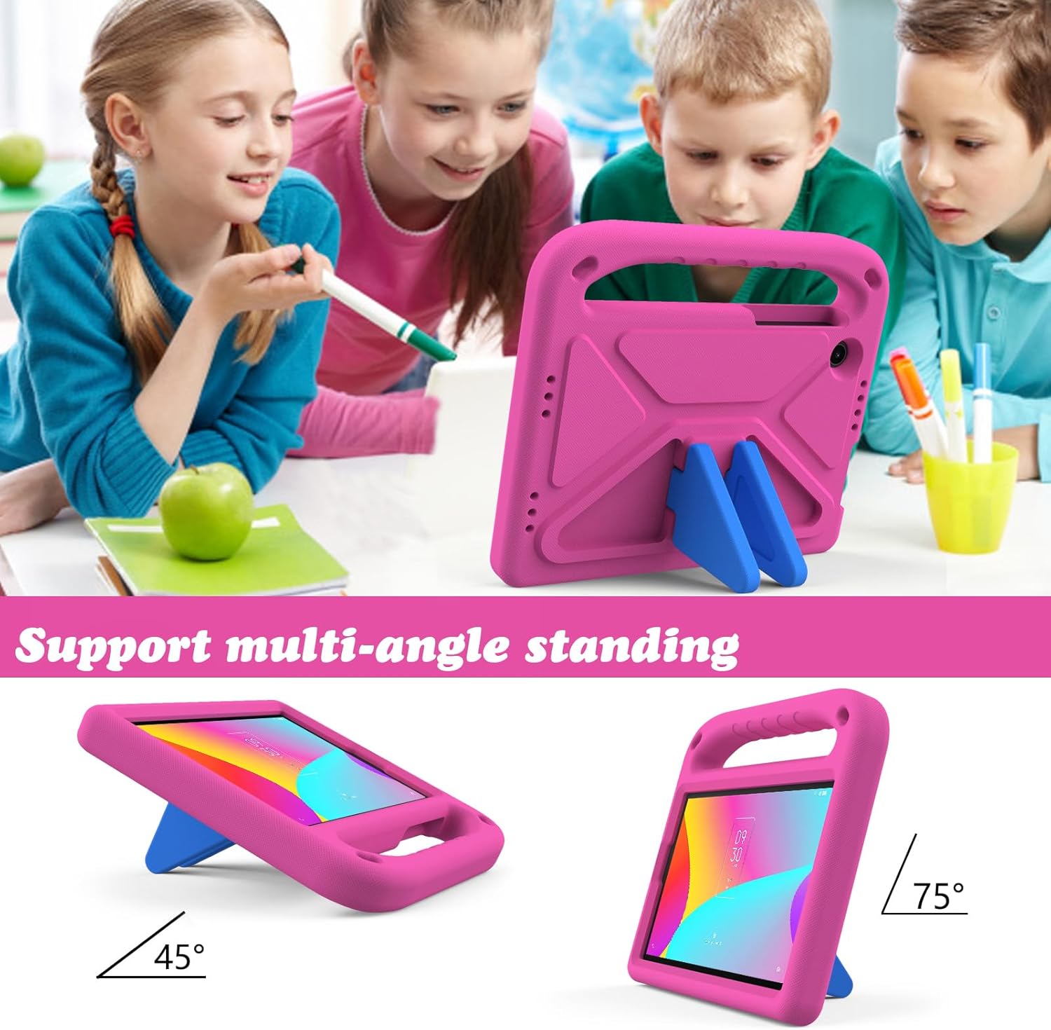Funda para niños para tablet TCL Tab 8 LE 2023, ligera, a prueba de golpes, con asa para TCL Tab 8 LE (9137W)  TCL Tab 8 WiFi (9132X) (rosa)