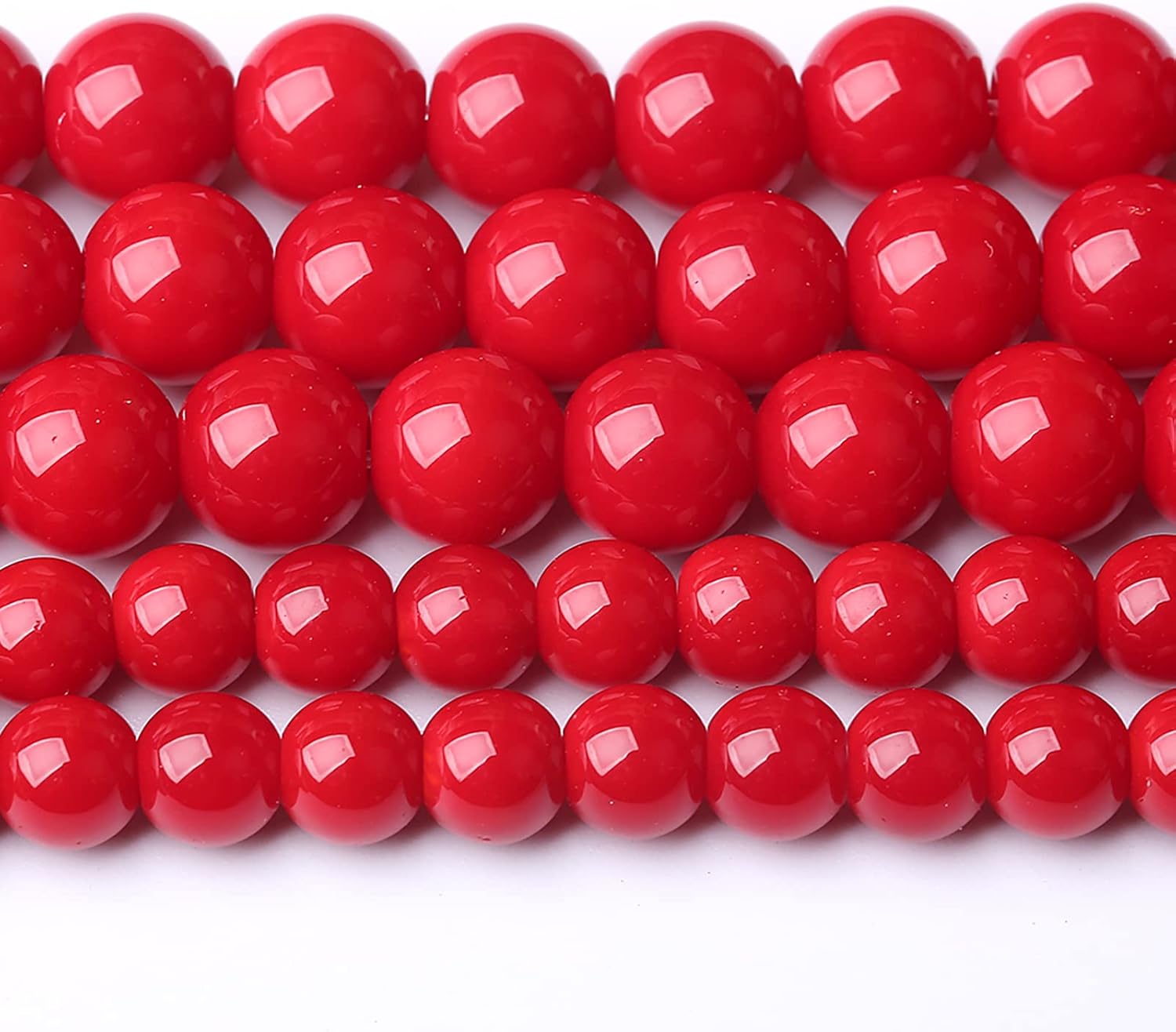38 cuentas sueltas redondas de cristal rojo de 0.394 in para hacer joyas de 15 pulgadas DIY pulsera collar
