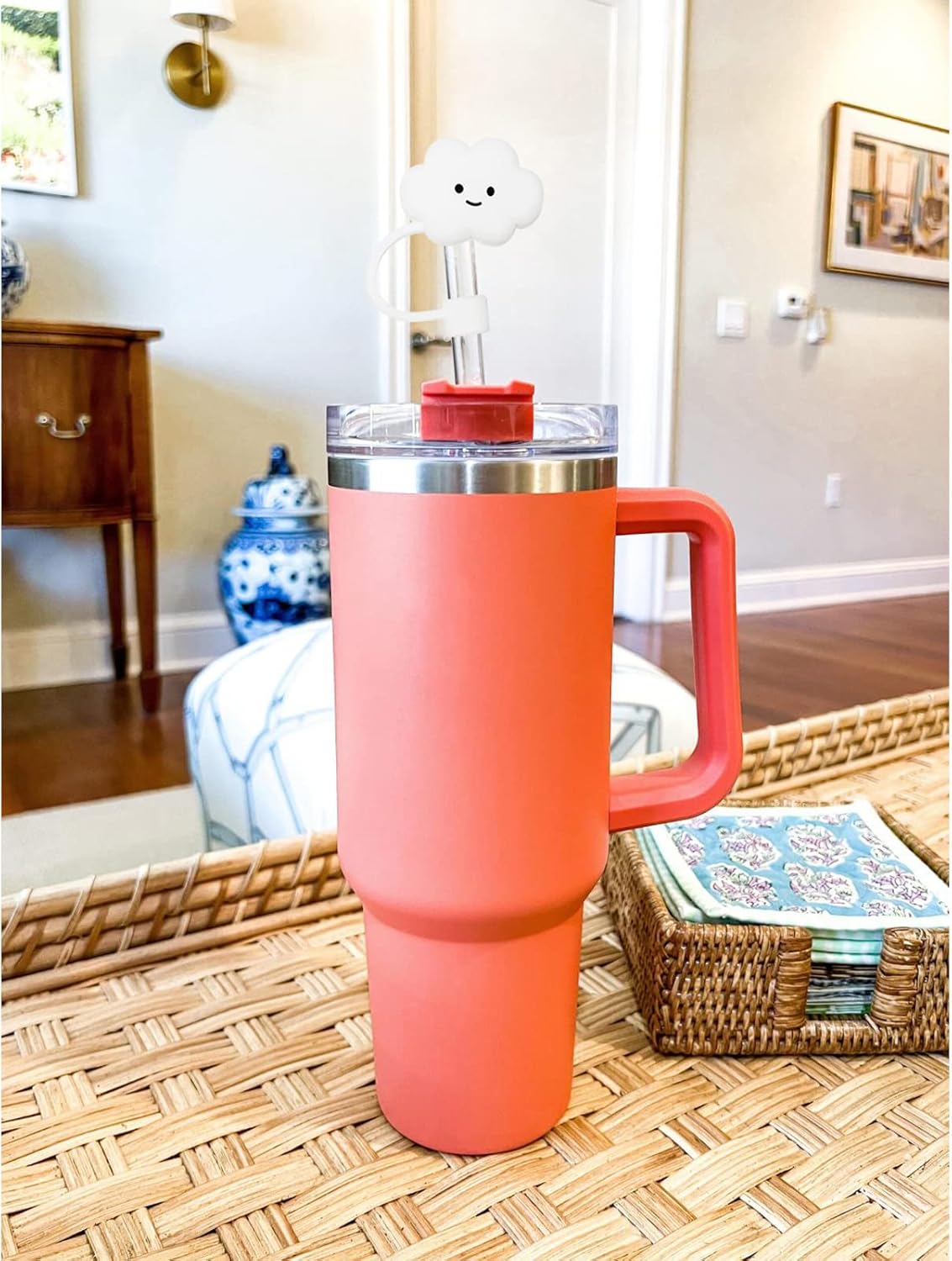 Funda para popote de 0.394 pulgadas, 6 fundas para popote para copa Stanley, 40 onzas, 30 onzas, silicona de grado alimenticio, lindo y grande,