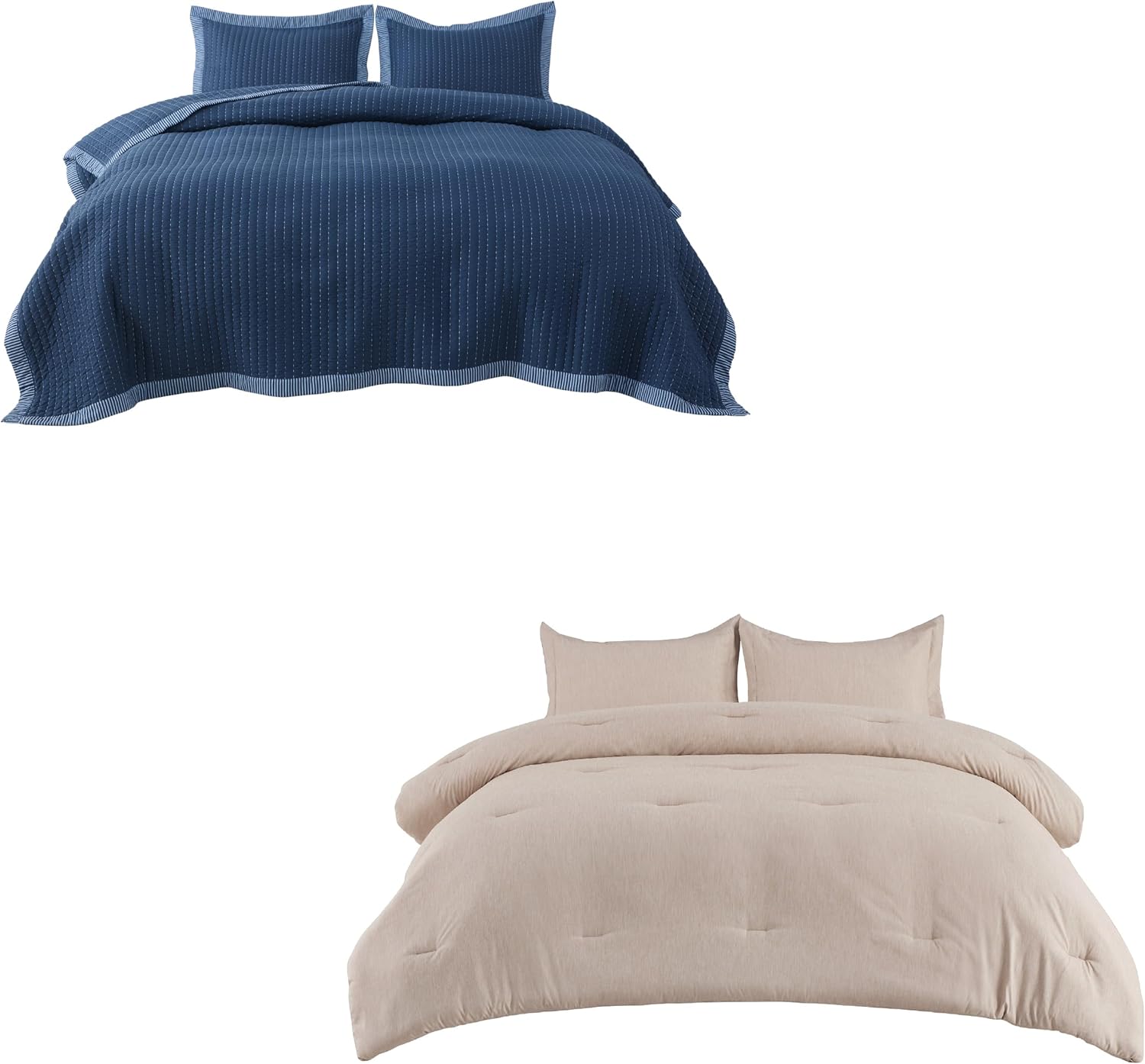 Bedsure Juego de edredón azul marino, tamaño Queen, juego de ropa de cama suave para todas las estaciones