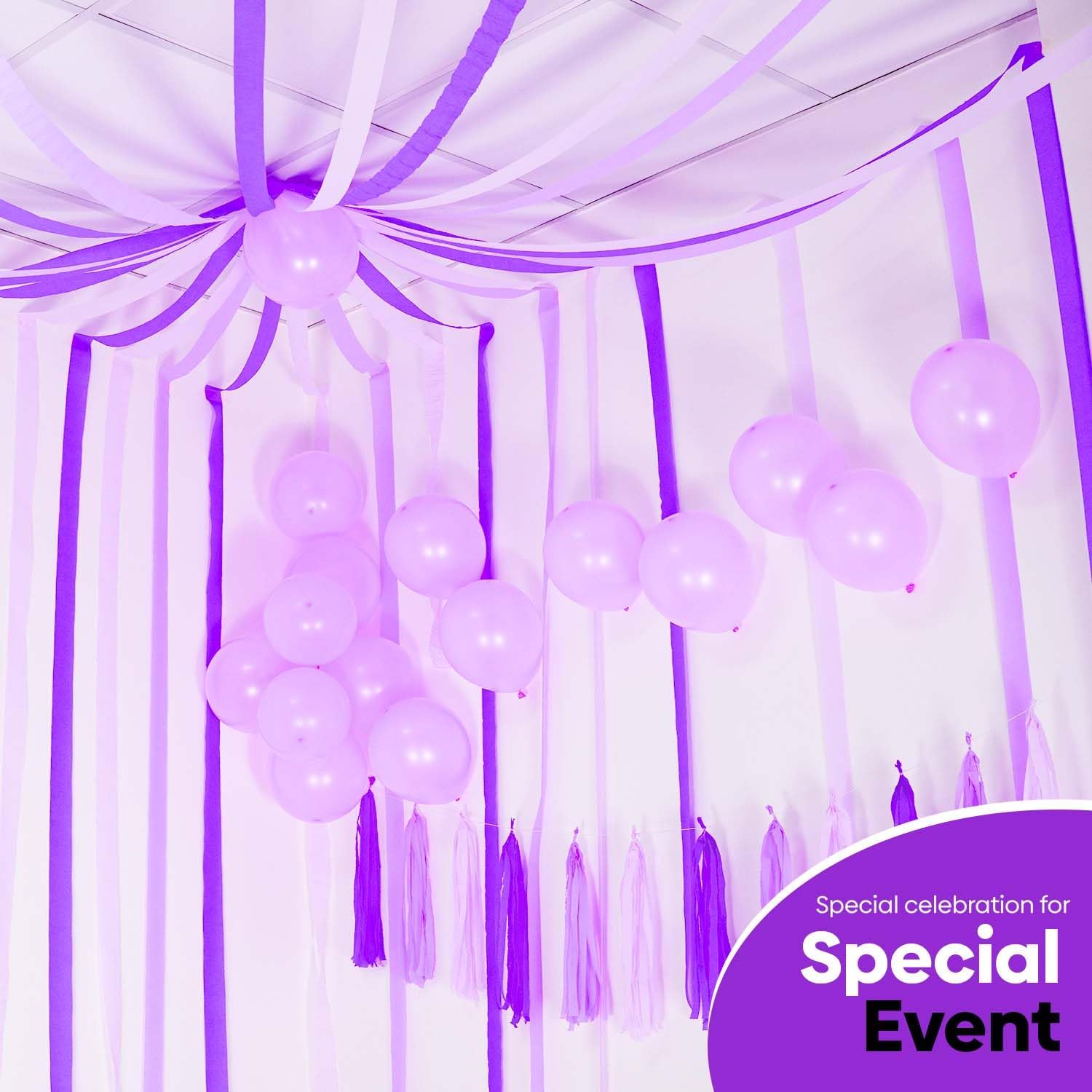 Captain Décor – Paquete de 8 rollos de serpentinas de papel crepé, paquete económico de 656 pies de serpentinas moradas y blancas, cada rollo de 82