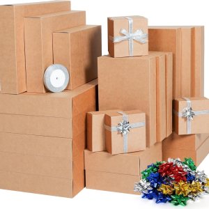 joyhalo Paquete de 24 cajas de regalo con tapas para regalos, cajas de regalo de Navidad de papel kraft de varios tamaƱos a granel para ropa, joyhalo Paquete de 24 cajas de regalo con tapas para regalos, cajas de regalo de Navidad de papel kraft de varios tamaƱos a granel para ropa,