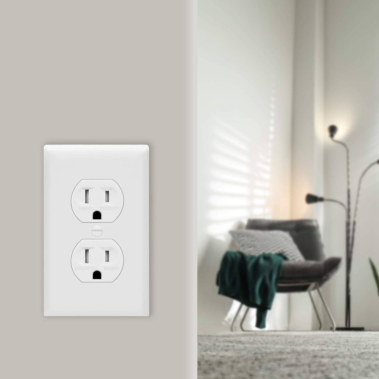 Enerlites 61580-TR-WWP-10PCS – Paquete de tomas de corriente dúplex y placas de pared, receptáculo eléctrico resistente a manipulaciones, 15 A 125V,