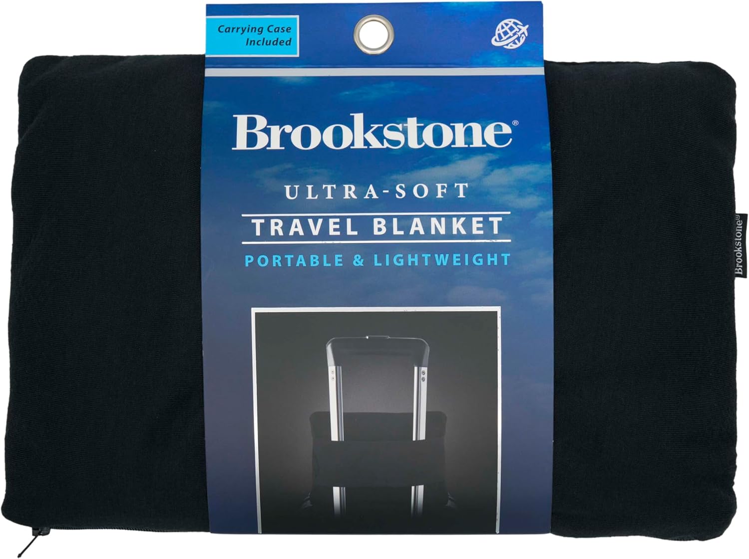 Brookstone Manta de viaje – Manta de viaje 2 en 1 de forro polar suave y cálida con bolsa de transporte – Manta compacta de viaje para automóvil y