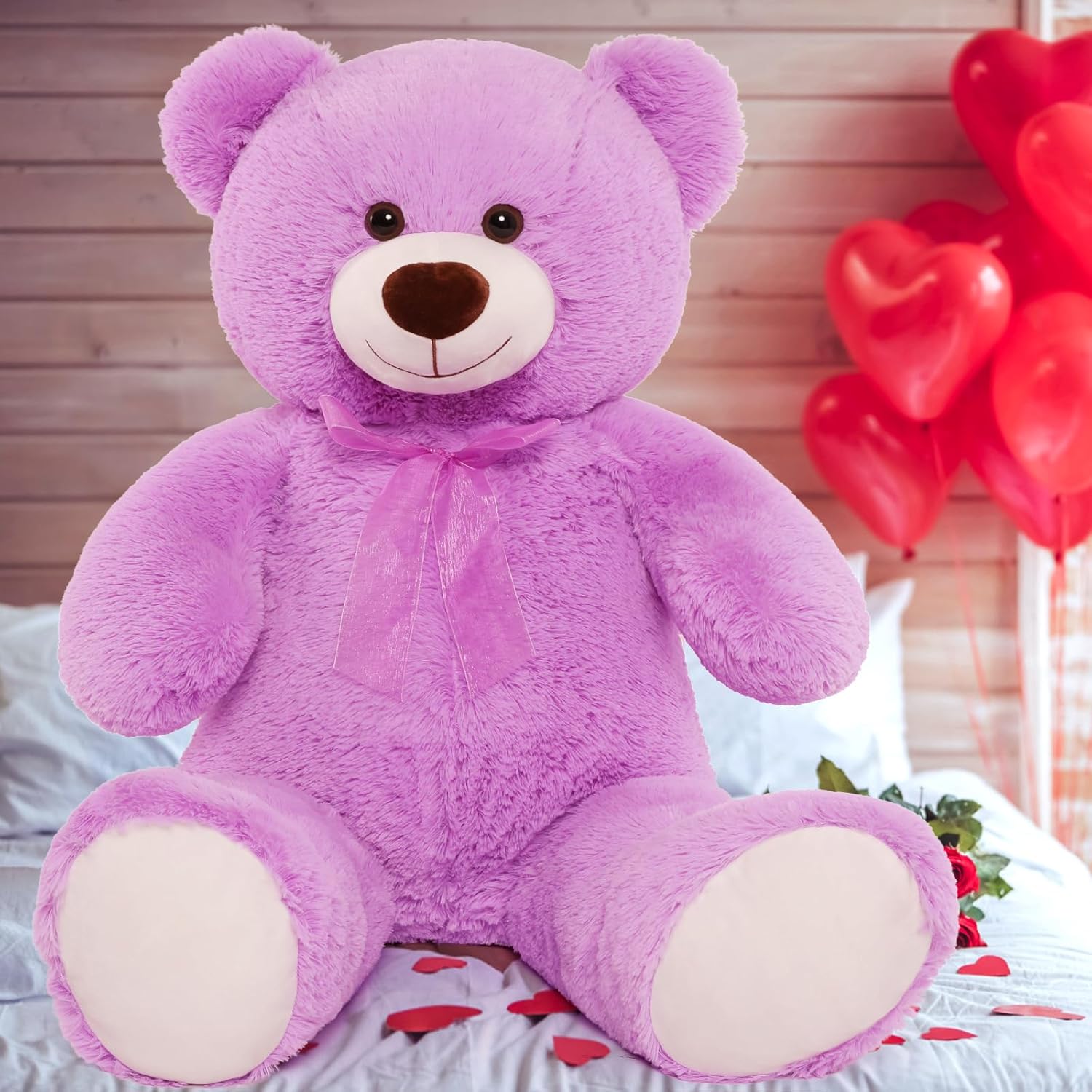 CYBIL HOME – Oso de peluche gigante para novias y niños, 35 pulgadas, (color morado).