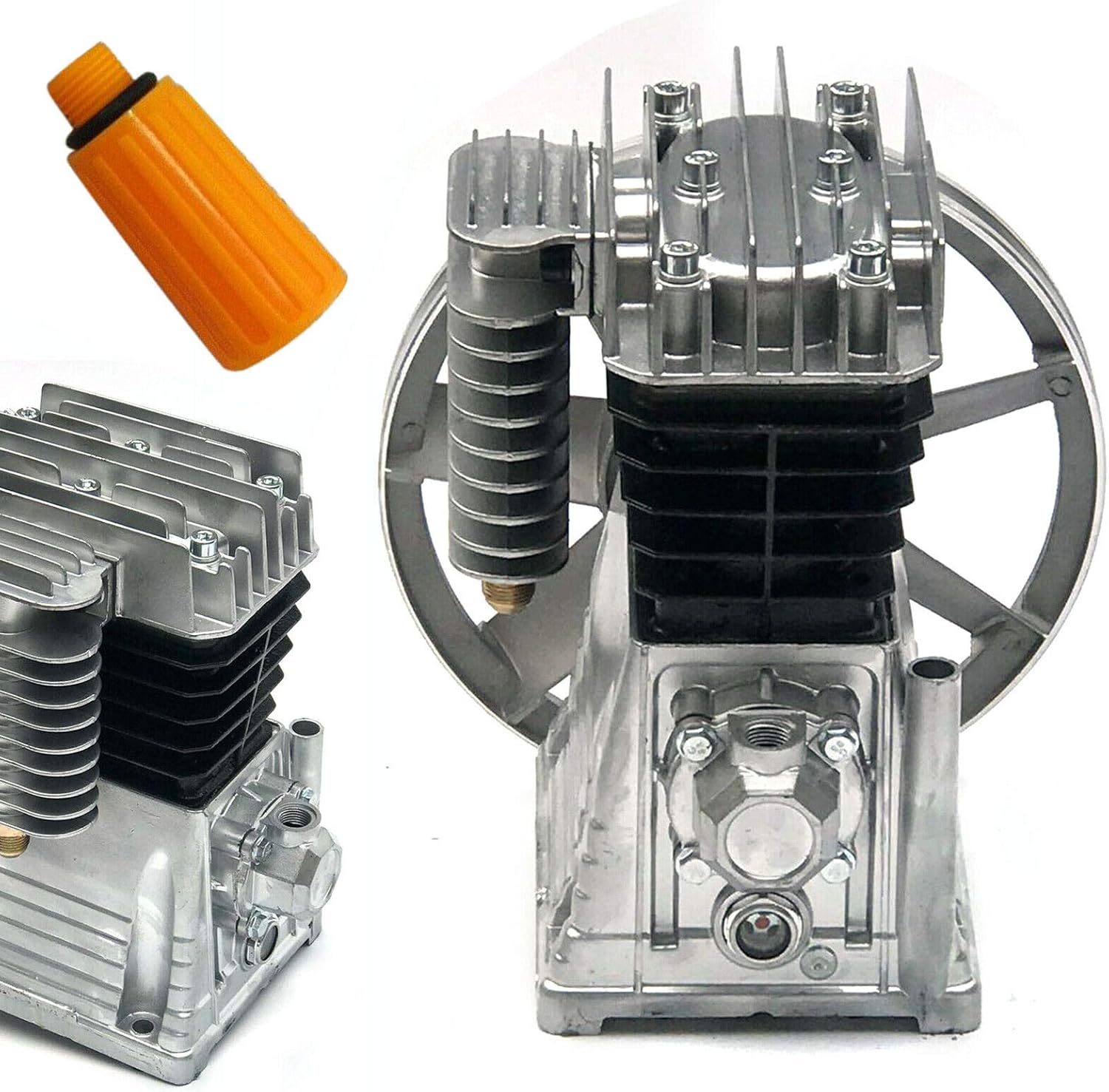 Bomba de cabeza de compresor de aire 3HP Bomba de compresor de aire de cilindro gemelo Pistón de cabeza de motor con silenciador (2065-3HP)