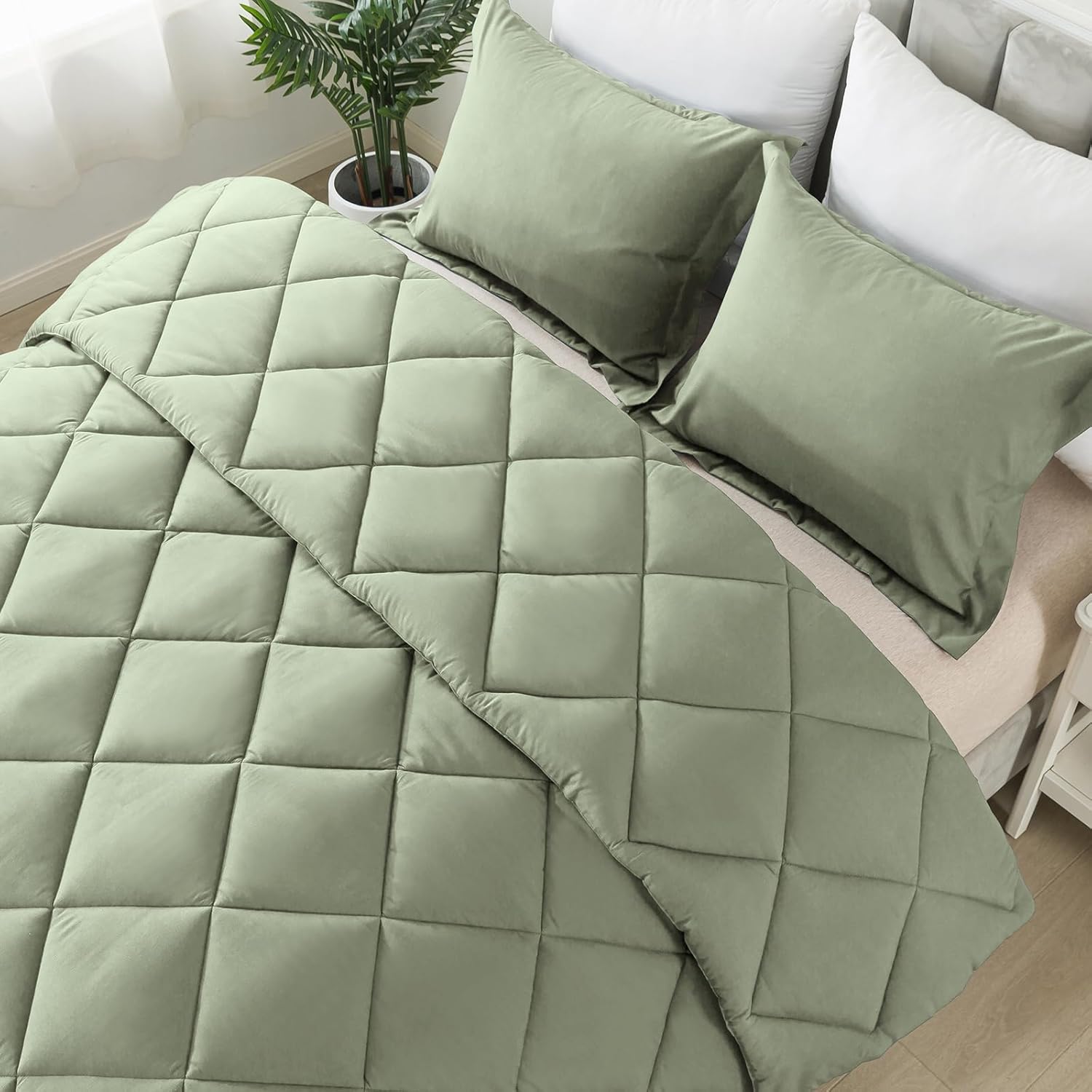 Juego de edredón de tamaño individual con 1 funda de almohada, edredón de cama alternativo al plumón para todas las estaciones, ligero, lavable a
