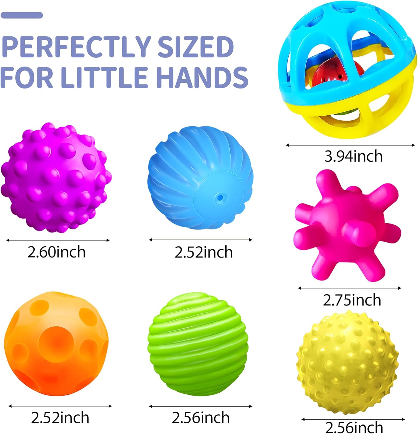 ROHSCE Pelotas sensoriales para bebé, juguetes Montessori, múltiples texturas coloridas para niños pequeños, juguetes sensoriales para bebés de 1 a