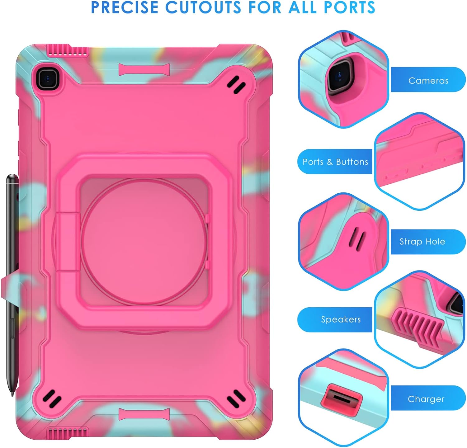 DETUOSI Funda para Samsung Galaxy Tab S6 Lite de 10.4″ 20202022 (modelo SM-P610P615P613P619) con soporte para bolígrafo, resistente a prueba de