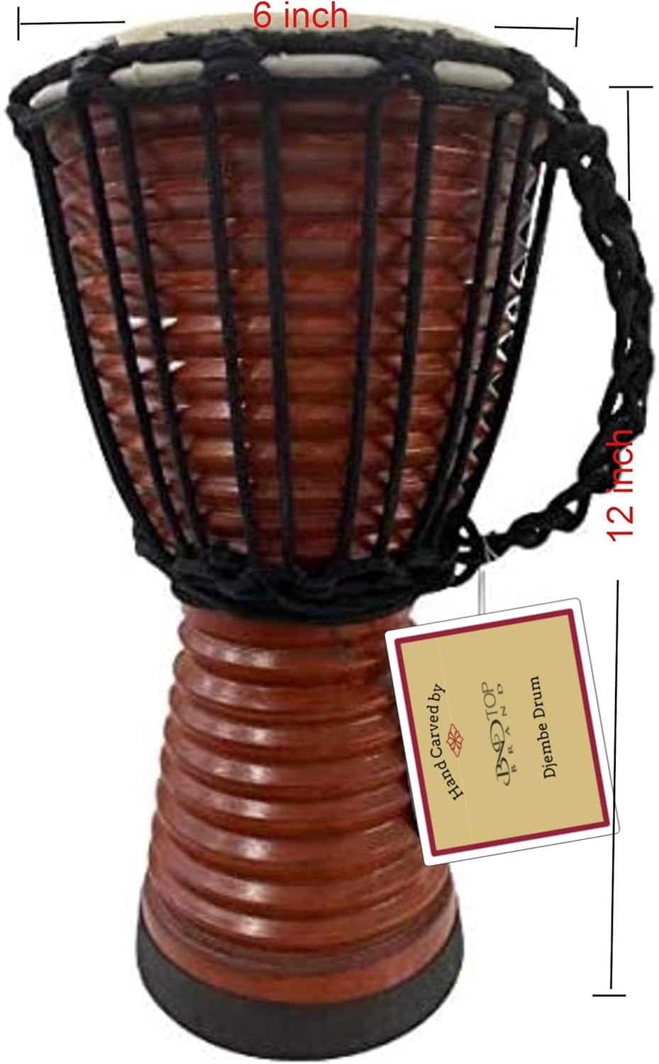 Drum Djembe es una cuerda de piel de cabra cubierta de cáliz africano tocado por manos estilo África occidental jembe para tambores círculo y más (6